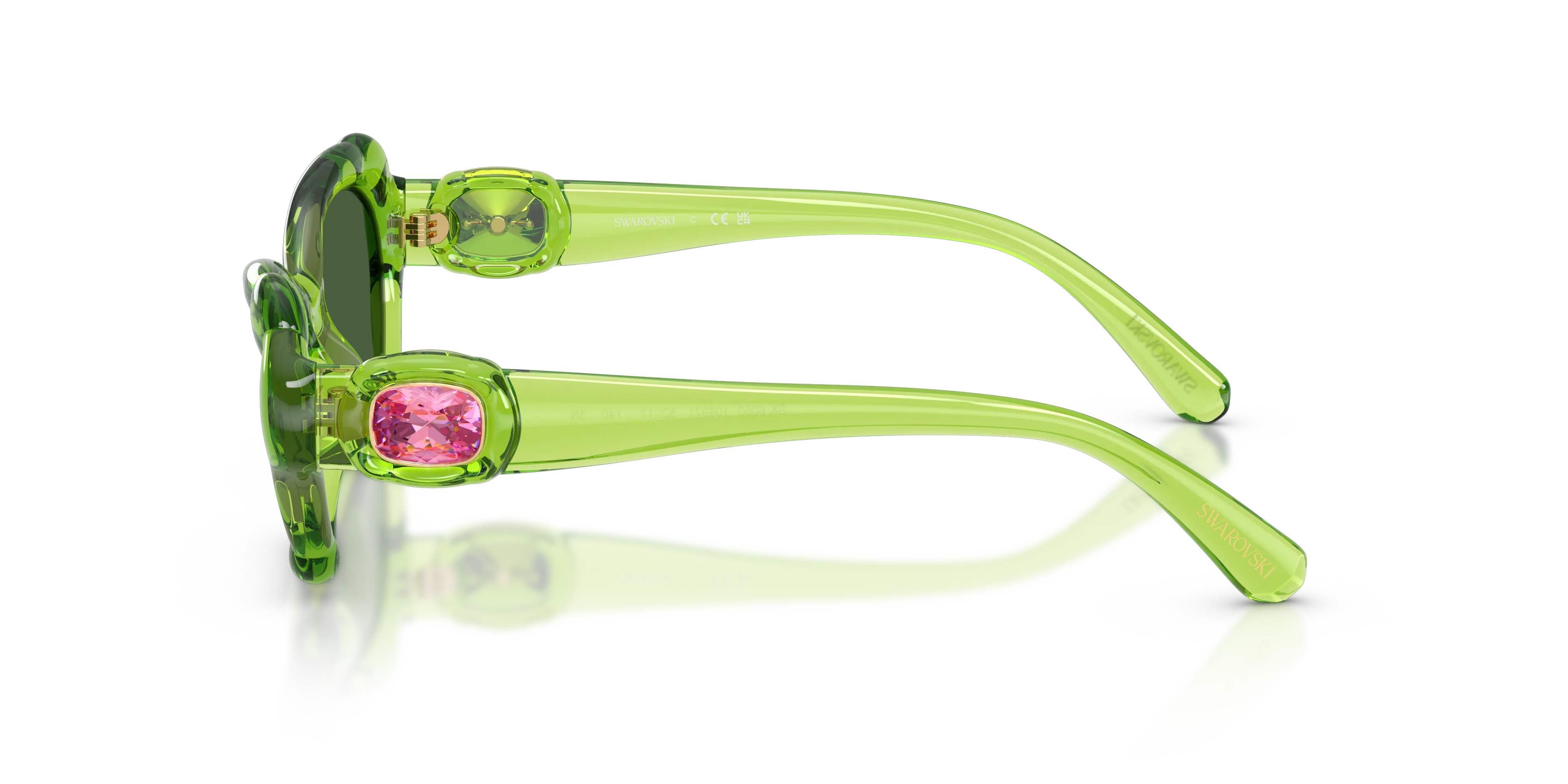 Swarovski SK6050 108971 Occhiali da sole Iniettato Verde Verde Cat Eye Normale - immagine 4