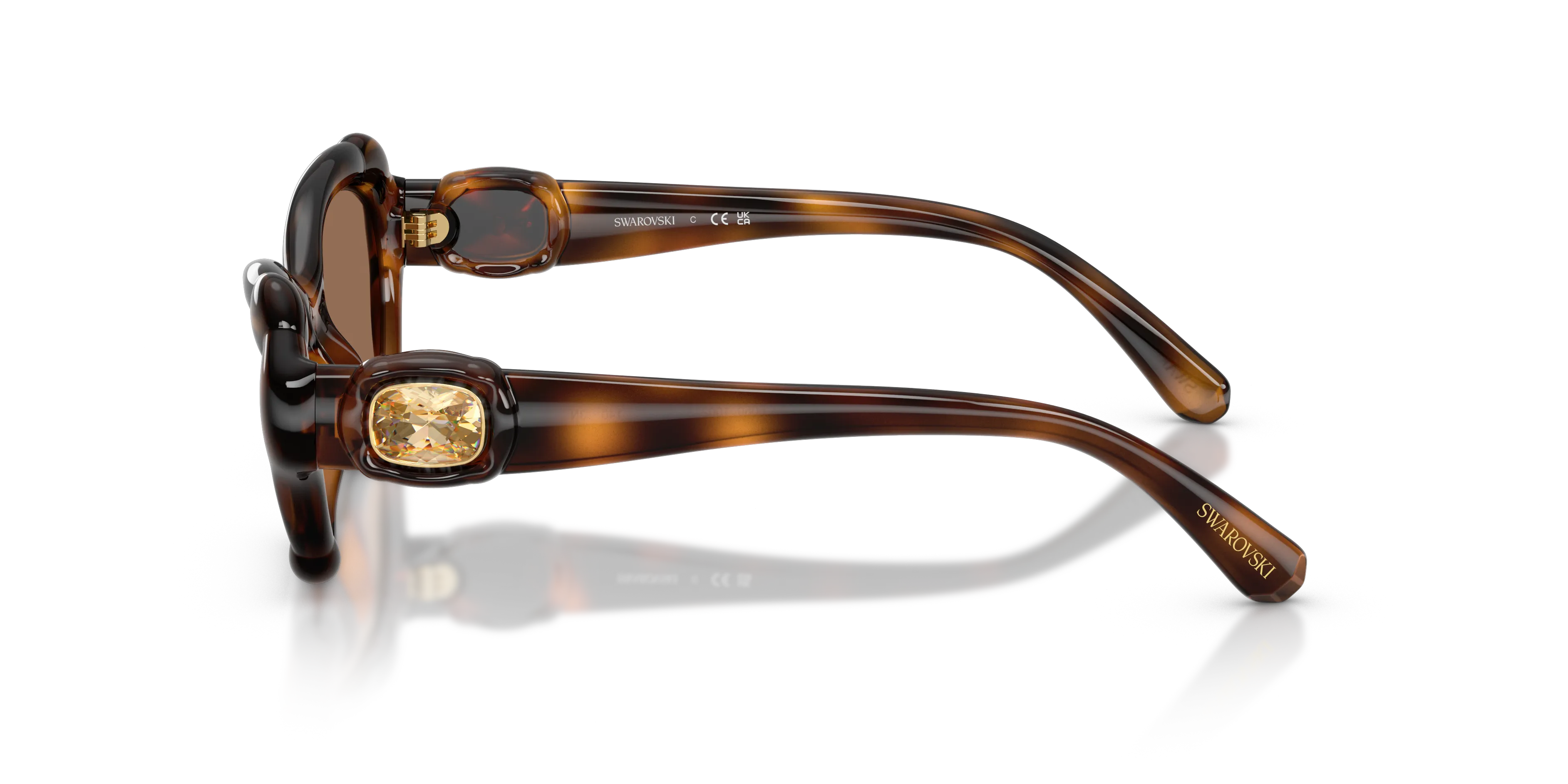 Swarovski SK6050 100273 Occhiali da sole Iniettato Tartaruga Marrone Cat Eye Normale - immagine 4