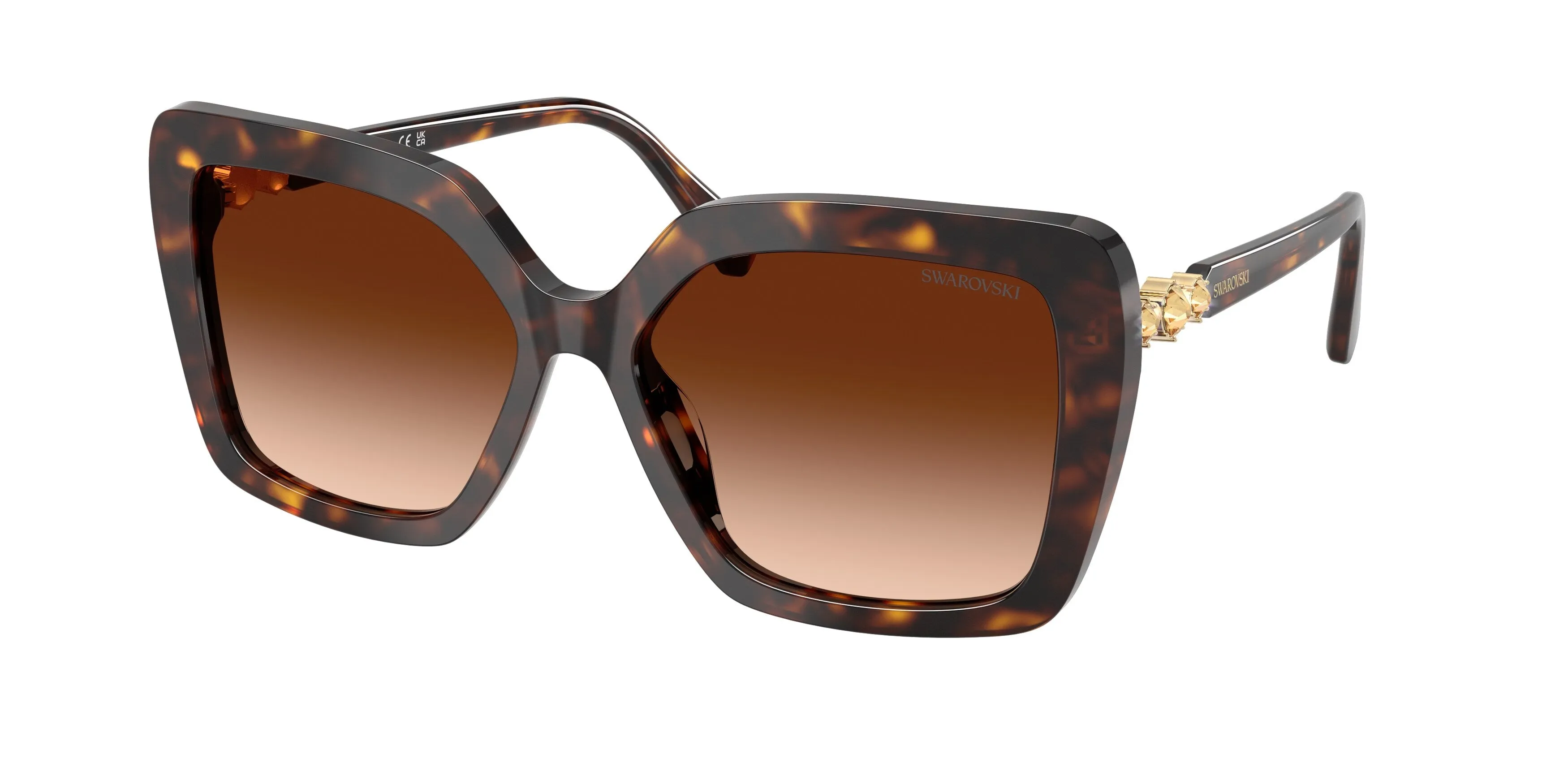 Swarovski SK6049 100274 Occhiali da sole Acetato Tartaruga Marrone Farfalla Normale Sfumato - immagine 1