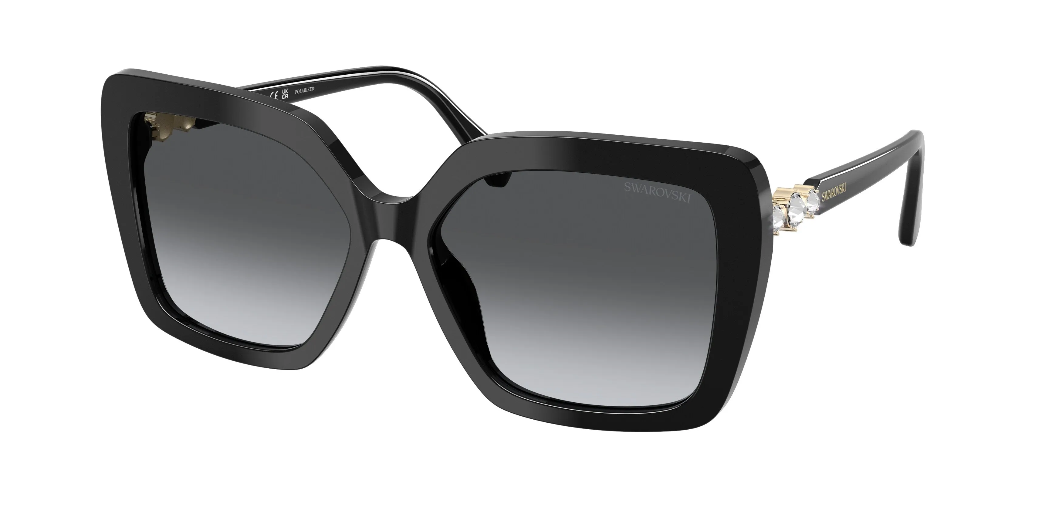 Swarovski SK6049 1001T3 Occhiali da sole Acetato Nero Grigio Farfalla Polarizzata Sfumato - immagine 1
