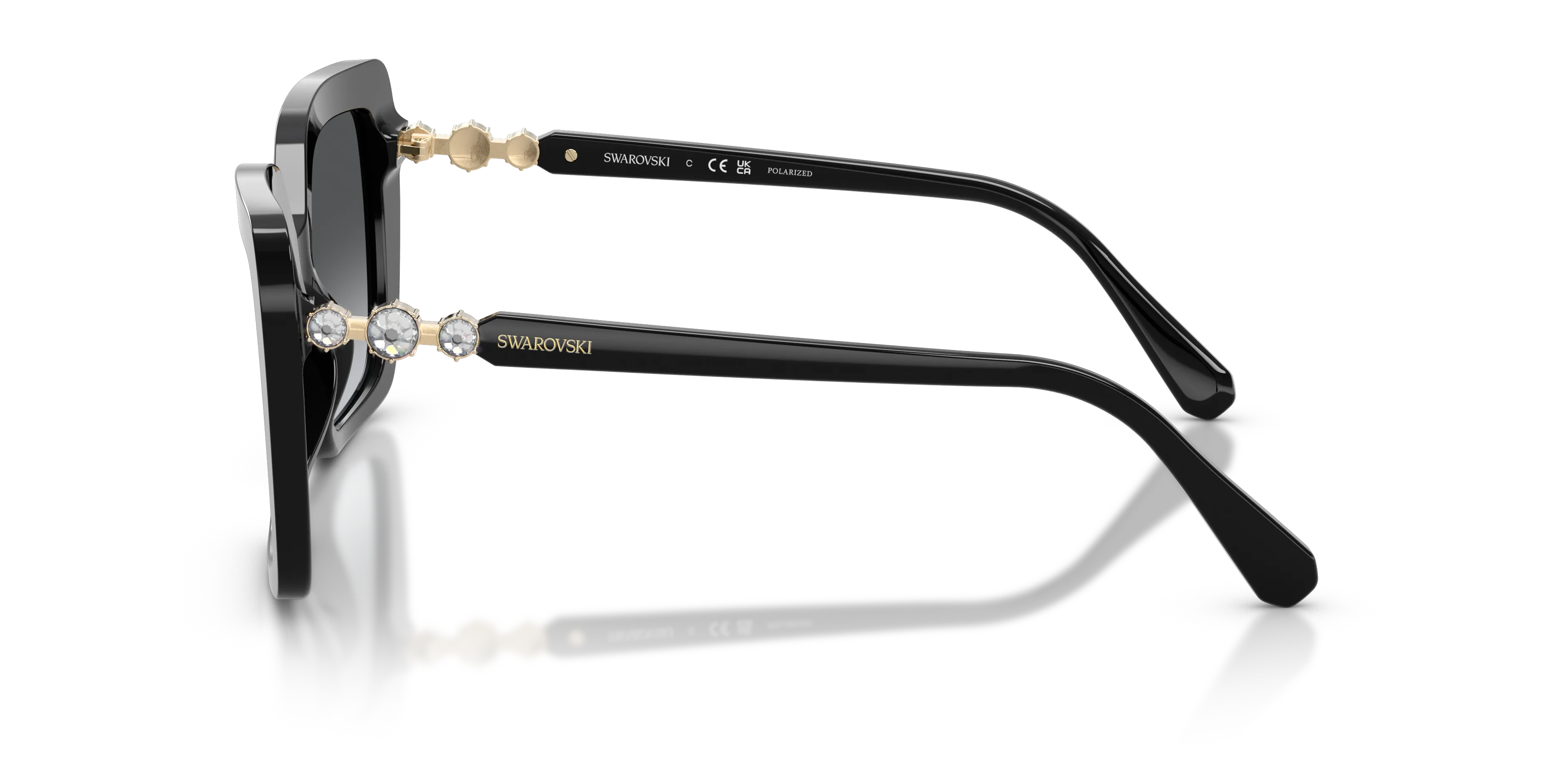 Swarovski SK6049 1001T3 Occhiali da sole Acetato Nero Grigio Farfalla Polarizzata Sfumato - immagine 4