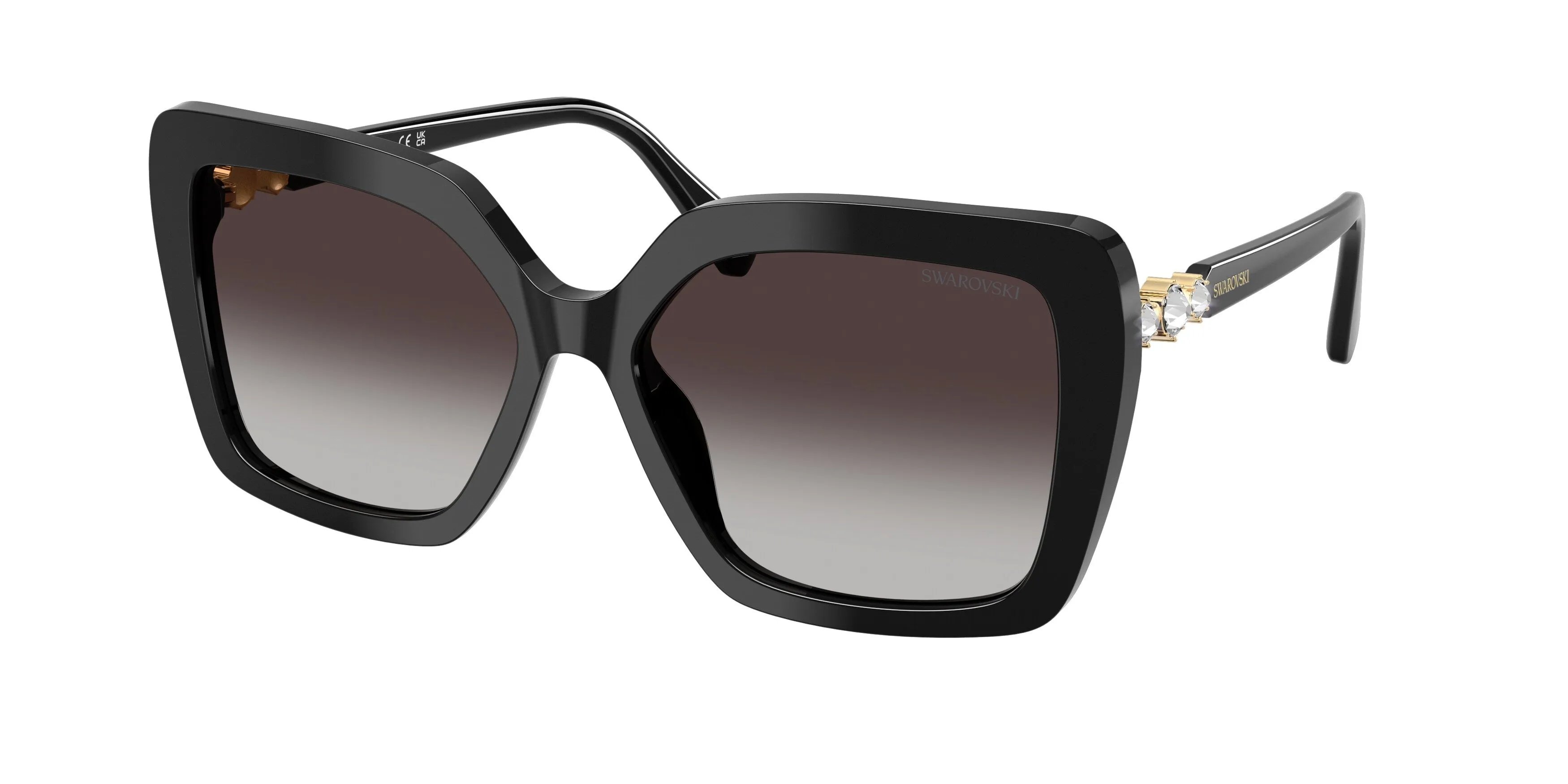 Swarovski SK6049 10018G Occhiali da sole Acetato Nero Grigio Farfalla Normale Sfumato - immagine 1