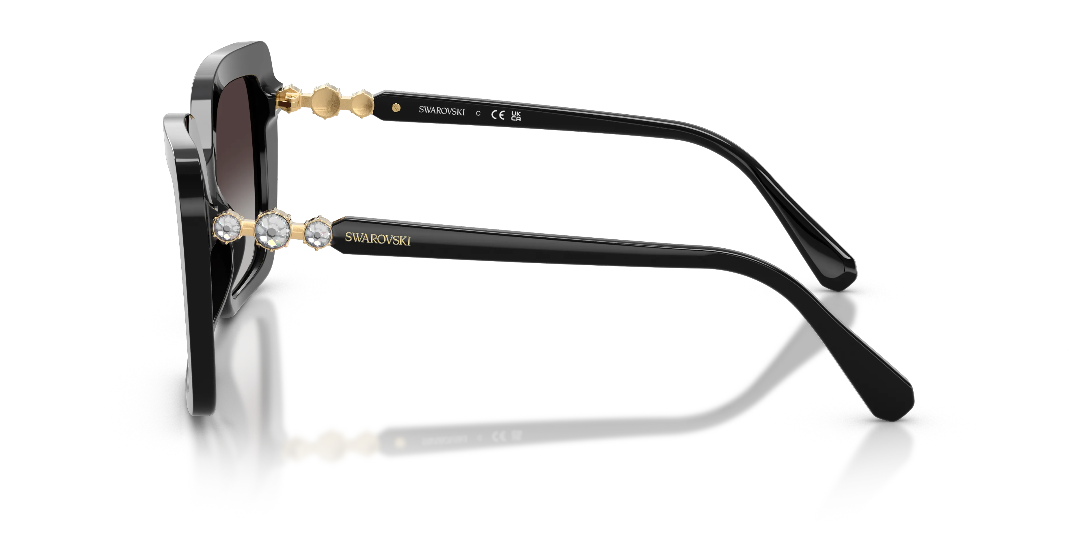 Swarovski SK6049 10018G Occhiali da sole Acetato Nero Grigio Farfalla Normale Sfumato - immagine 4