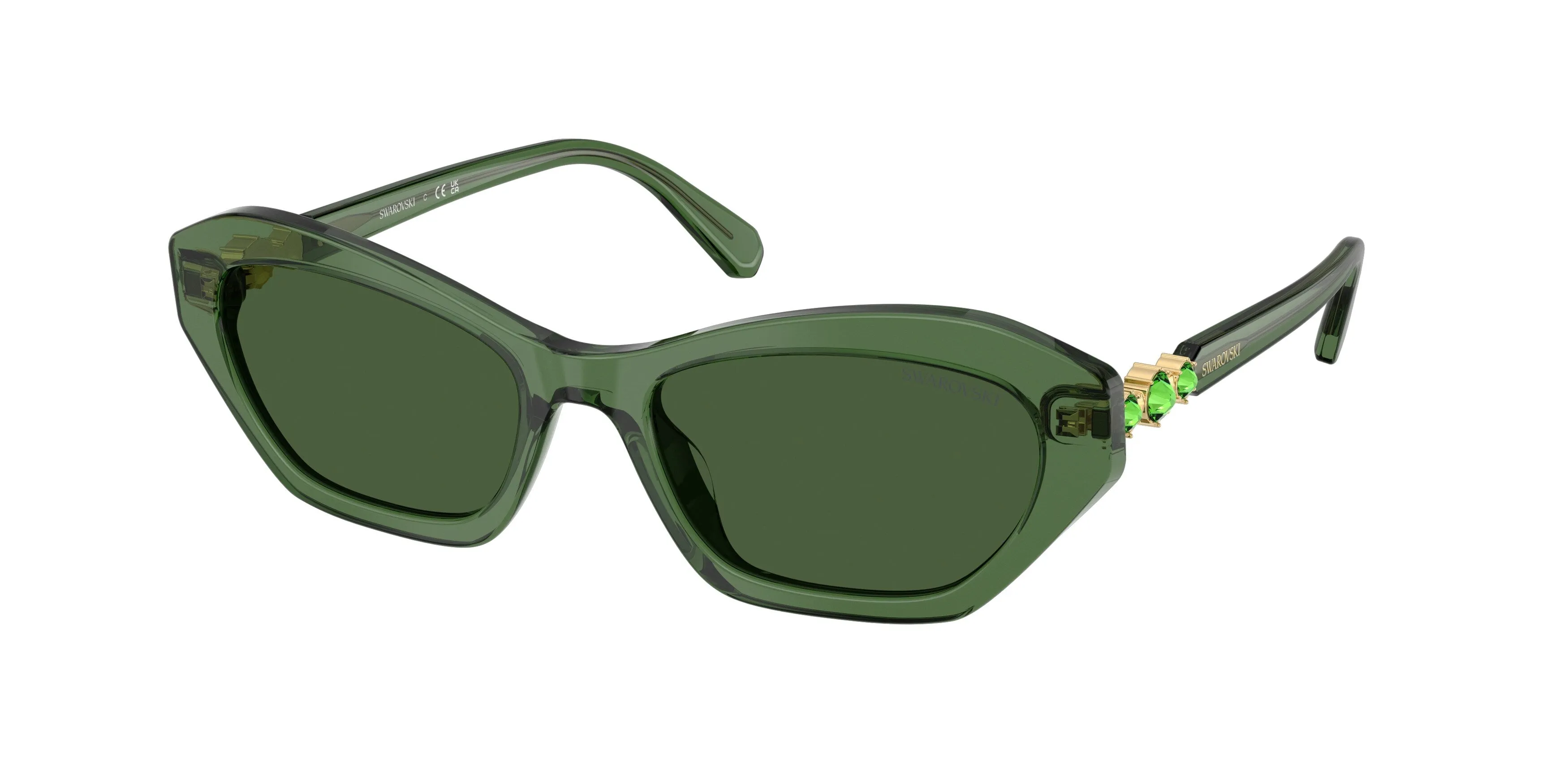 Swarovski SK6048 108571 Occhiali da sole Acetato Verde Verde Cat Eye Normale - immagine 1