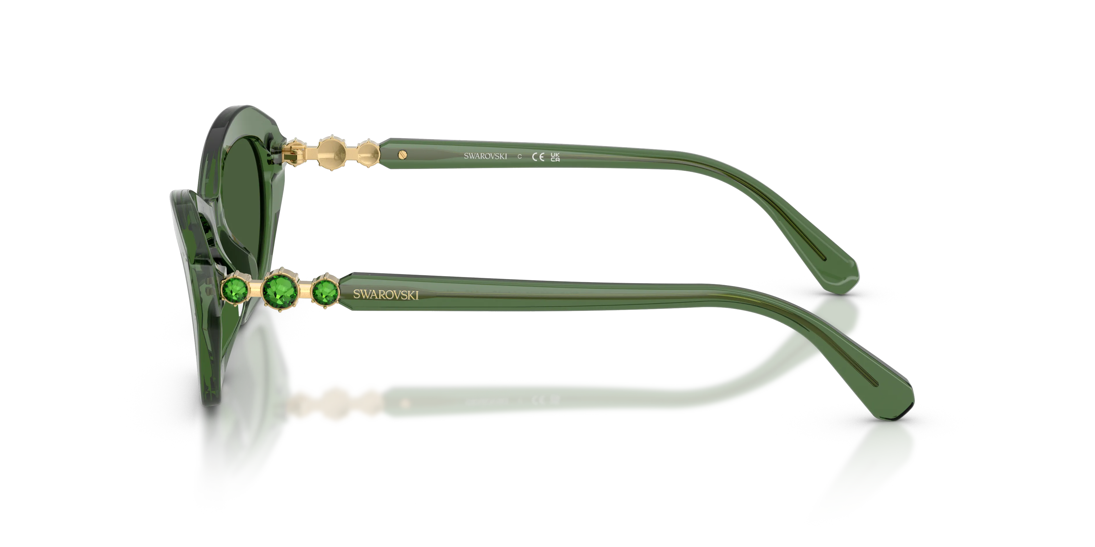 Swarovski SK6048 108571 Occhiali da sole Acetato Verde Verde Cat Eye Normale - immagine 4