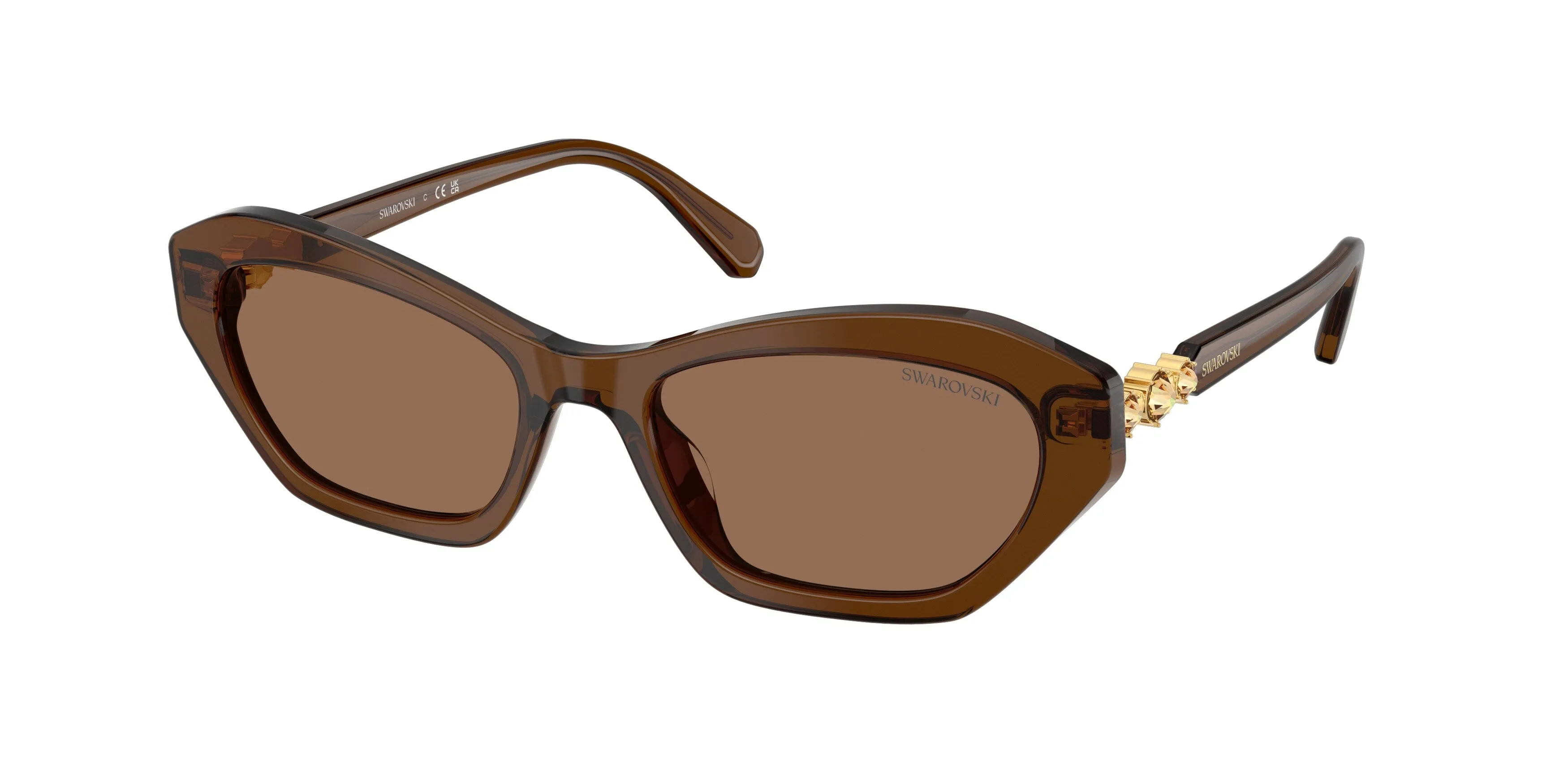 Swarovski SK6048 108473 Occhiali da sole Acetato Marrone Marrone Cat Eye Normale - immagine 1