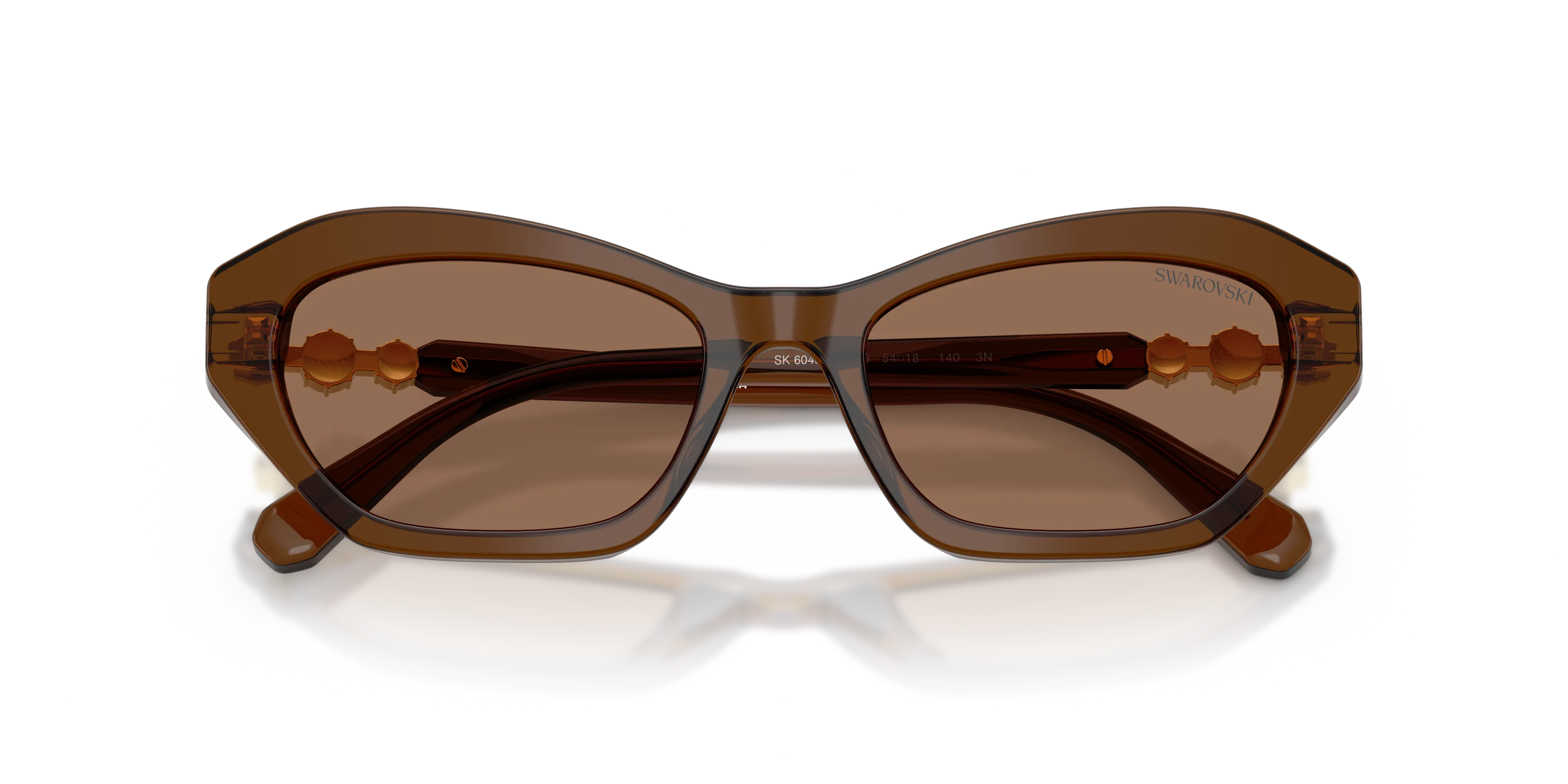 Swarovski SK6048 108473 Occhiali da sole Acetato Marrone Marrone Cat Eye Normale - immagine 2
