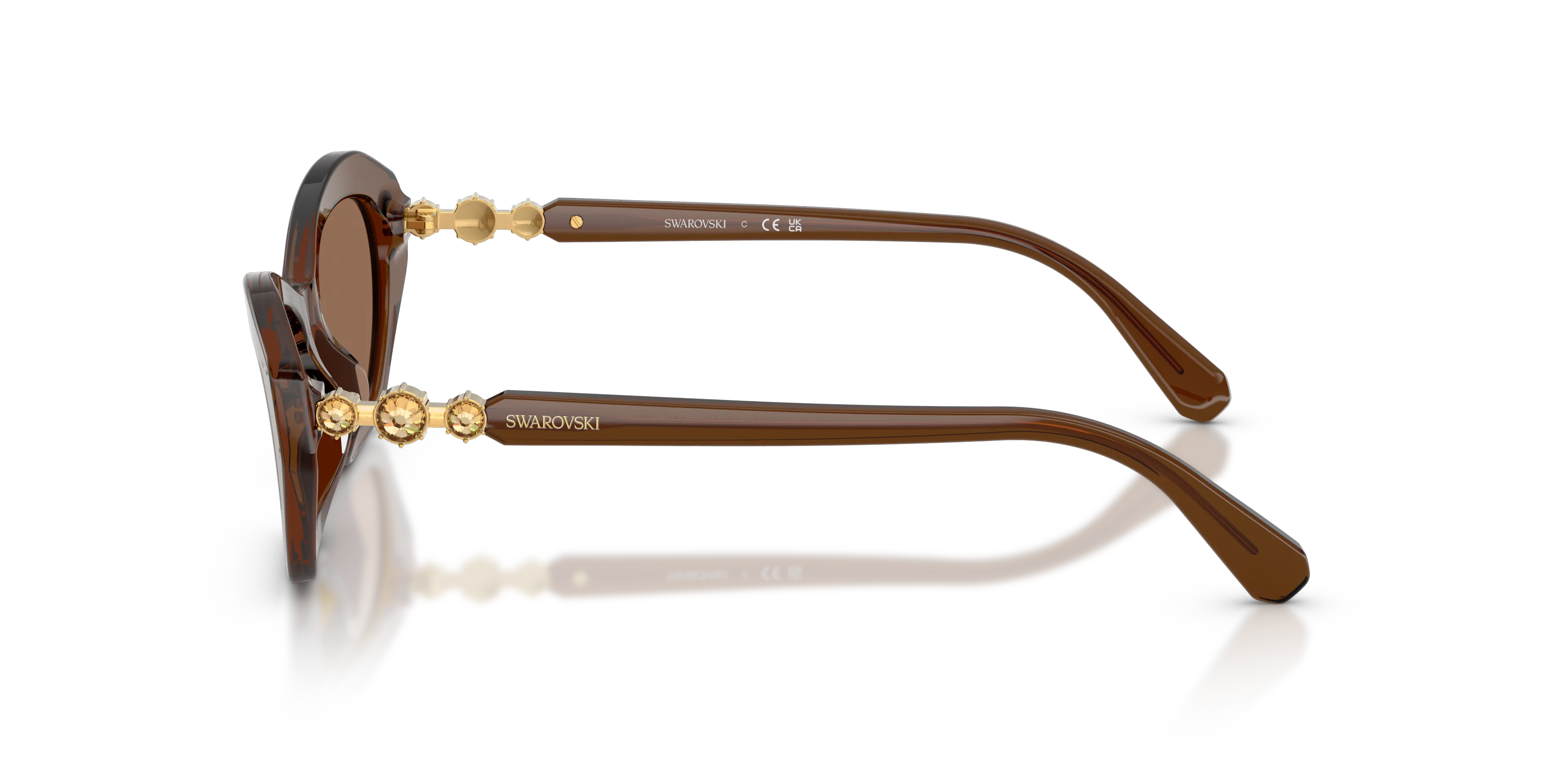 Swarovski SK6048 108473 Occhiali da sole Acetato Marrone Marrone Cat Eye Normale - immagine 4