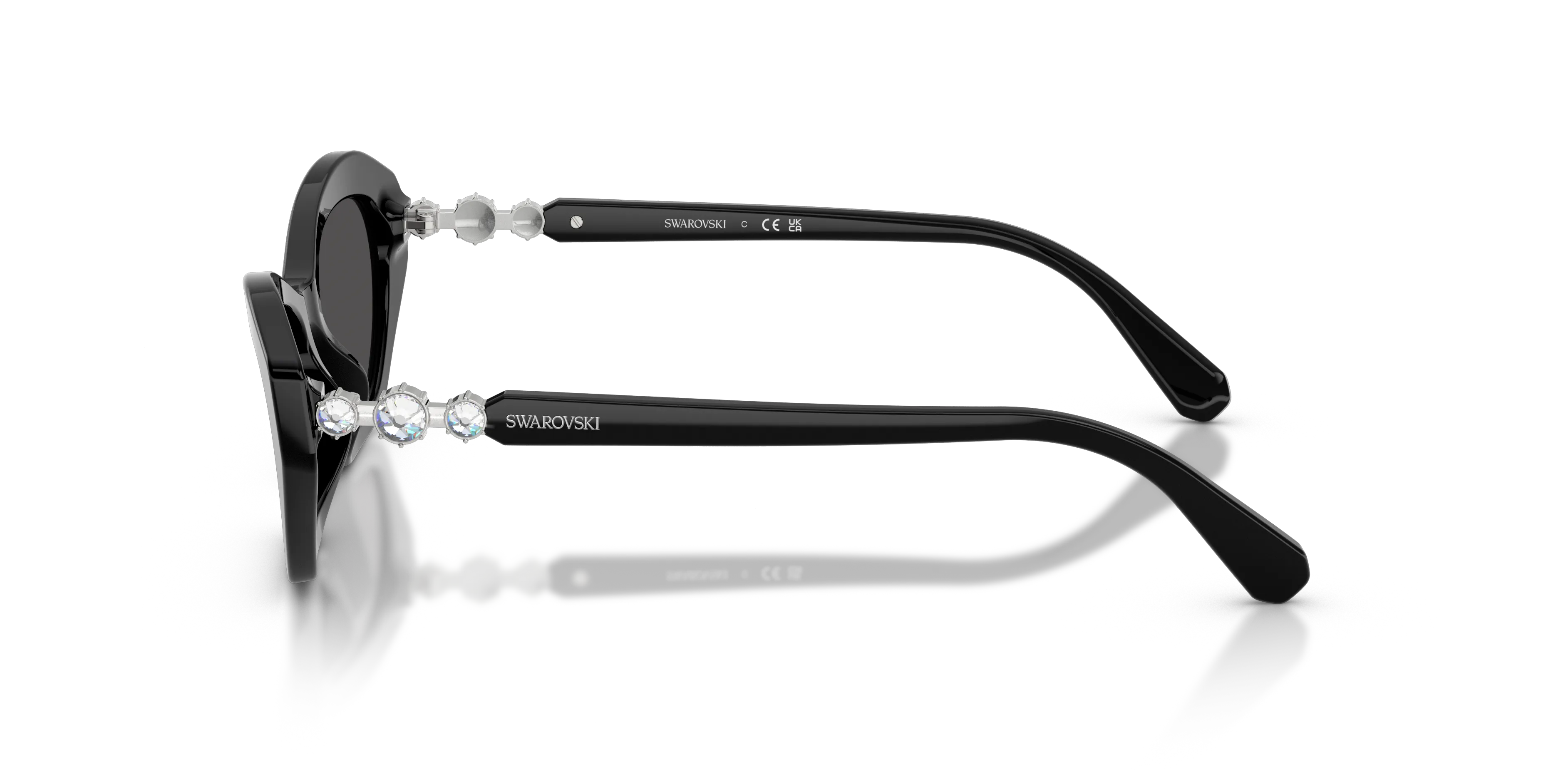 Swarovski SK6048 103887 Occhiali da sole Acetato Nero Grigio Cat Eye Normale - immagine 4
