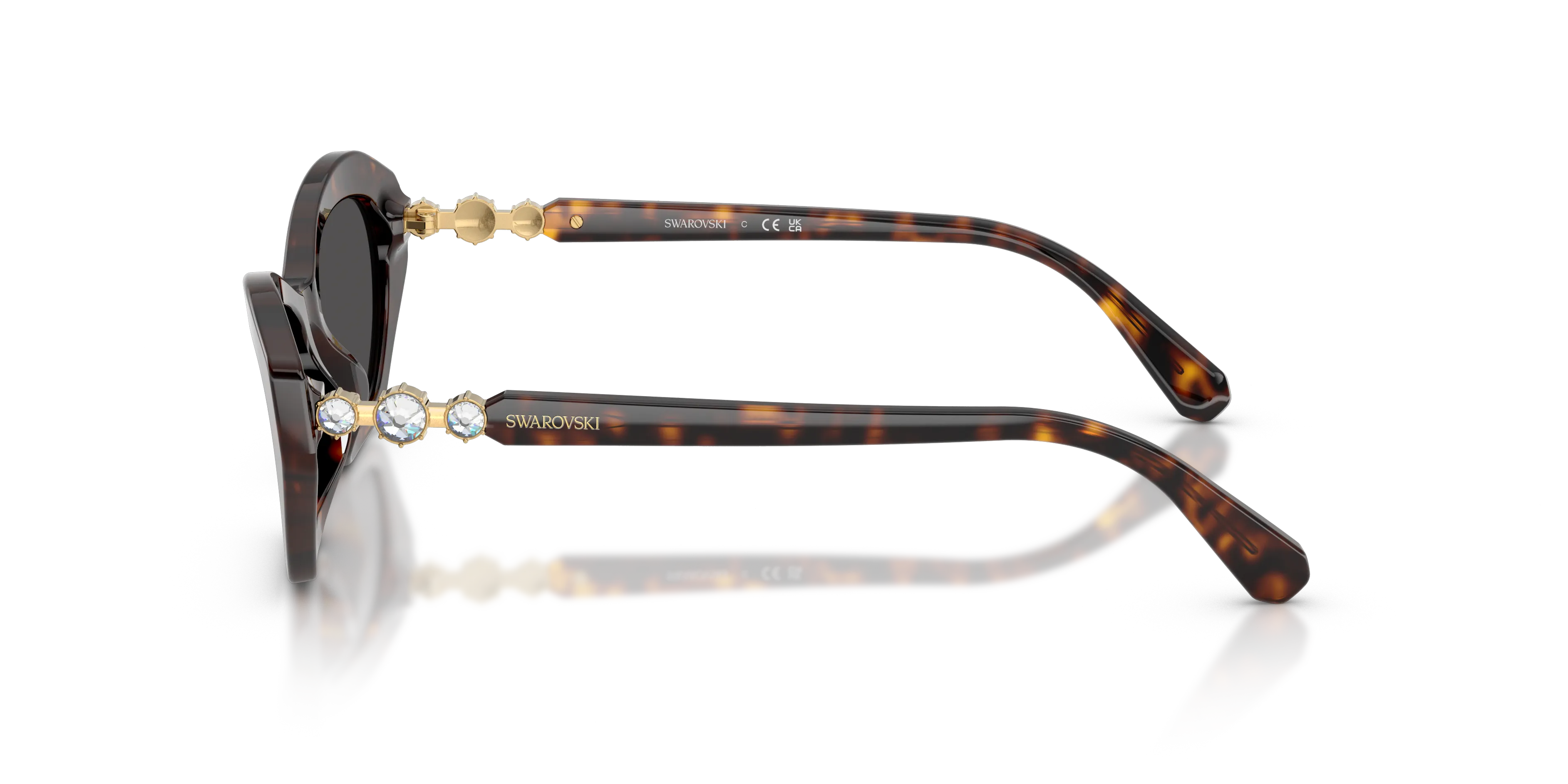 Swarovski SK6048 100287 Occhiali da sole Acetato Tartaruga Grigio Cat Eye Normale - immagine 4