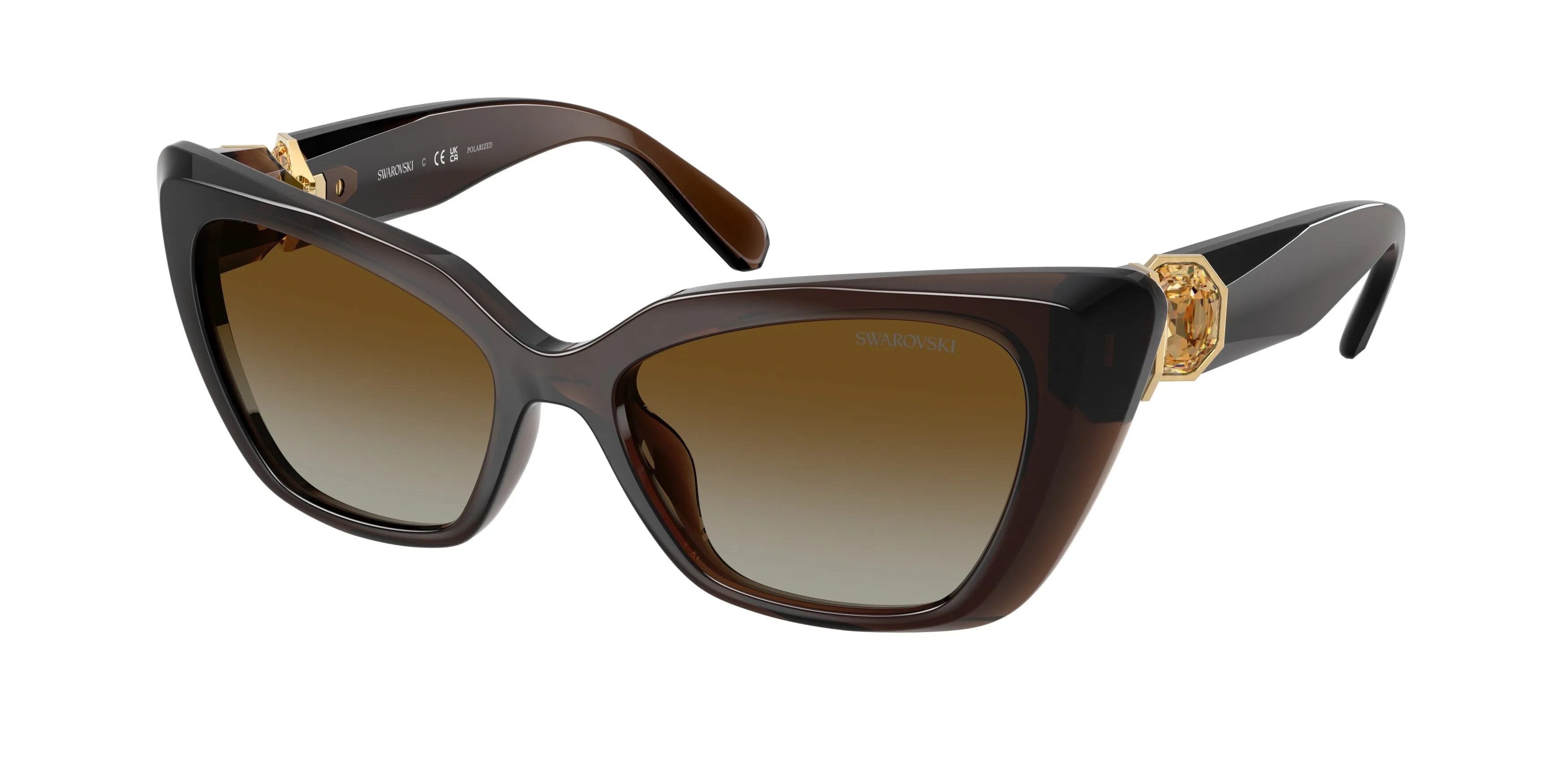 Swarovski SK6047 1084T5 Occhiali da sole Iniettato Marrone Marrone Cat Eye Polarizzata Sfumato - immagine 1