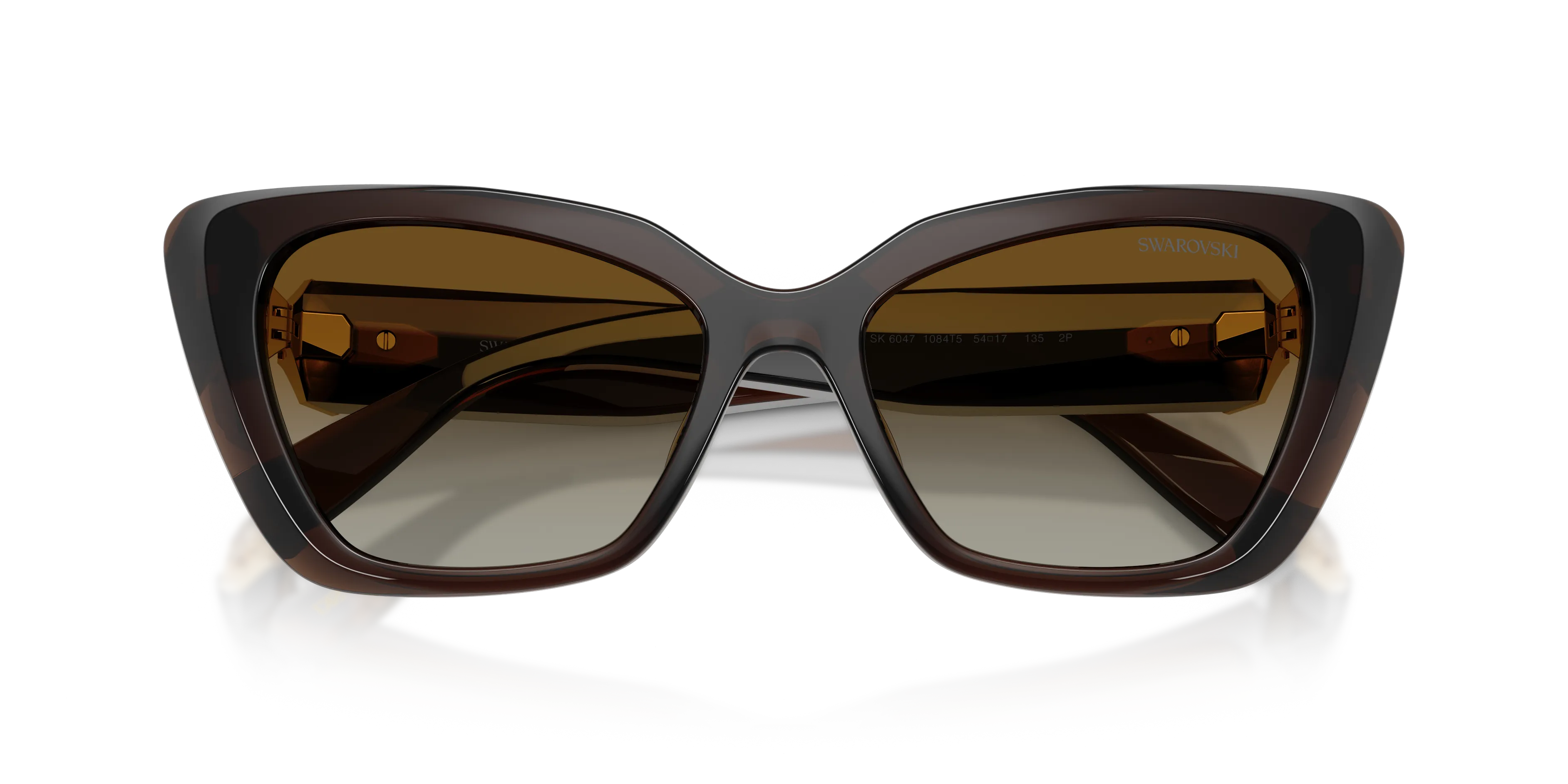 Swarovski SK6047 1084T5 Occhiali da sole Iniettato Marrone Marrone Cat Eye Polarizzata Sfumato - immagine 2
