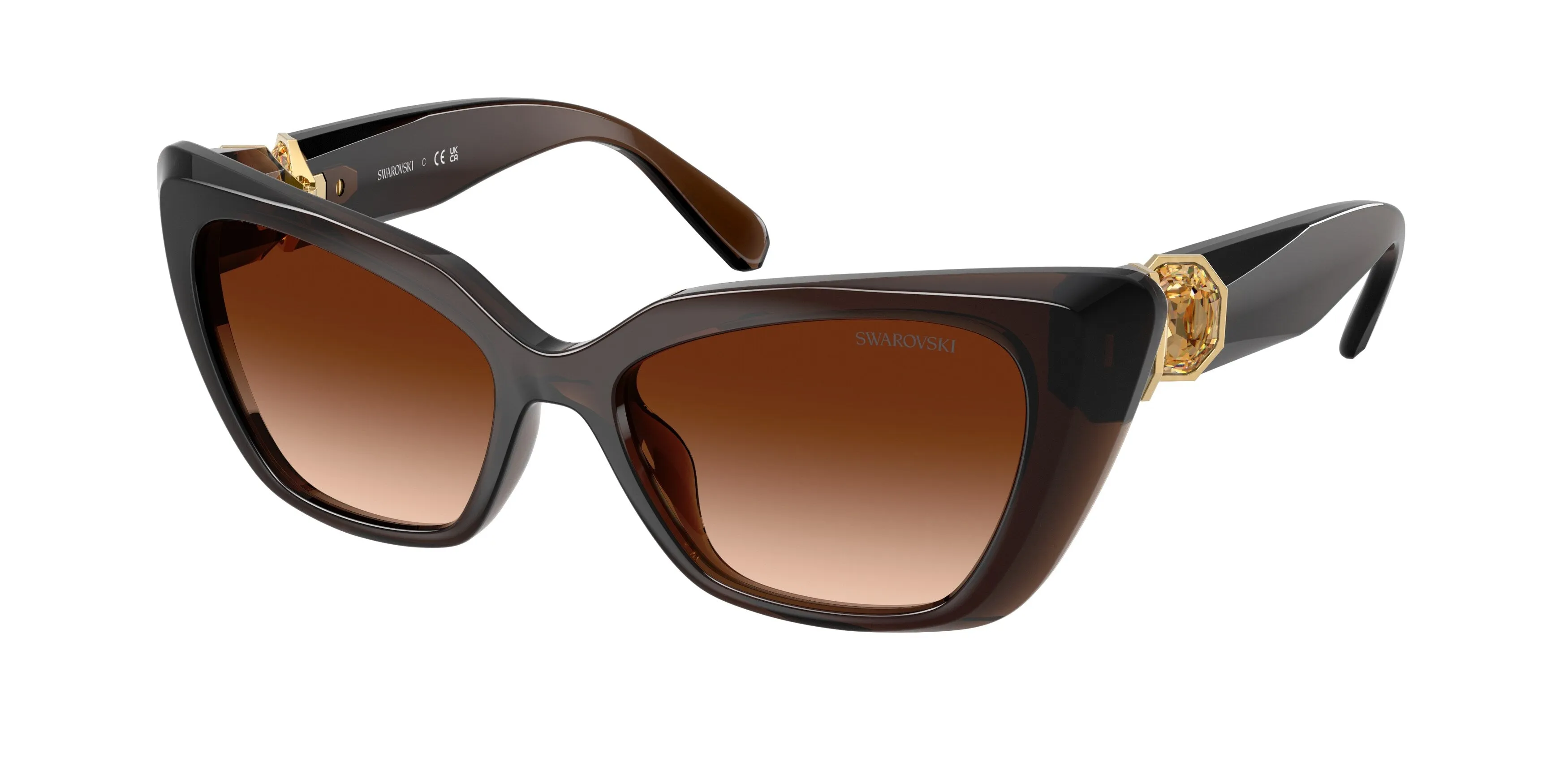 Swarovski SK6047 108474 Occhiali da sole Iniettato Marrone Marrone Cat Eye Normale Sfumato - immagine 1