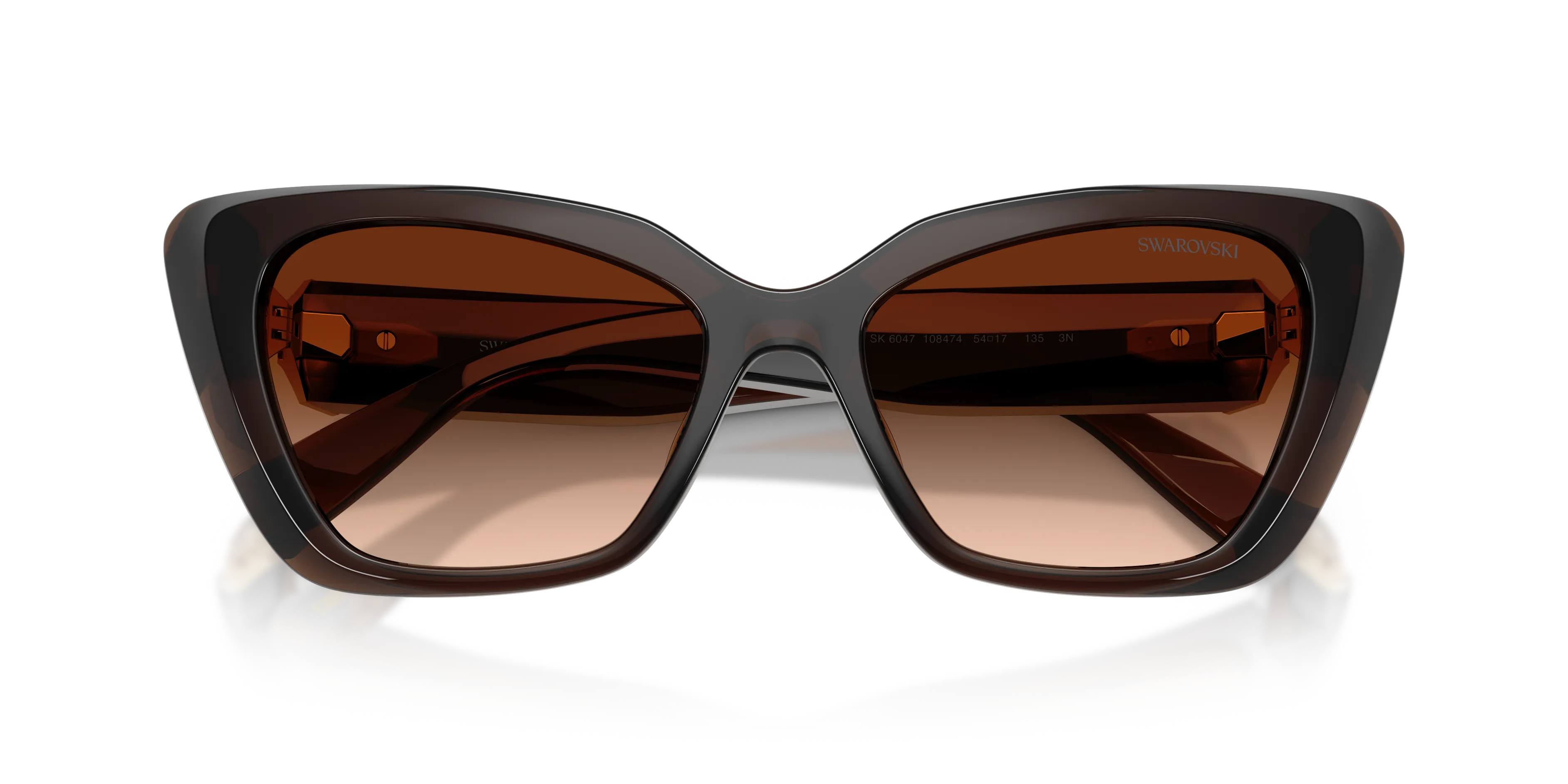 Swarovski SK6047 108474 Occhiali da sole Iniettato Marrone Marrone Cat Eye Normale Sfumato - immagine 2