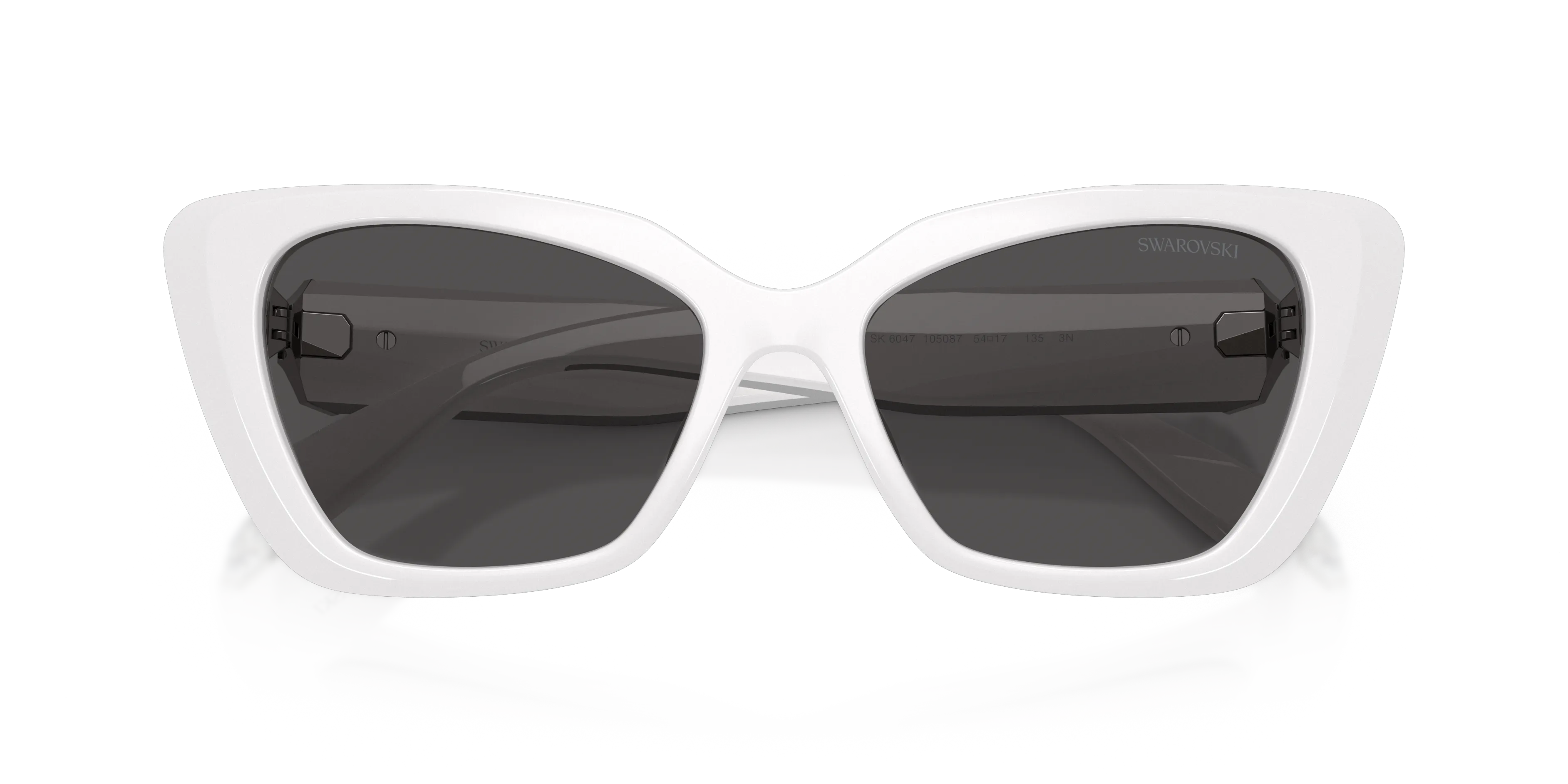 Swarovski SK6047 105087 Occhiali da sole Iniettato Bianco Grigio Cat Eye Normale - immagine 2
