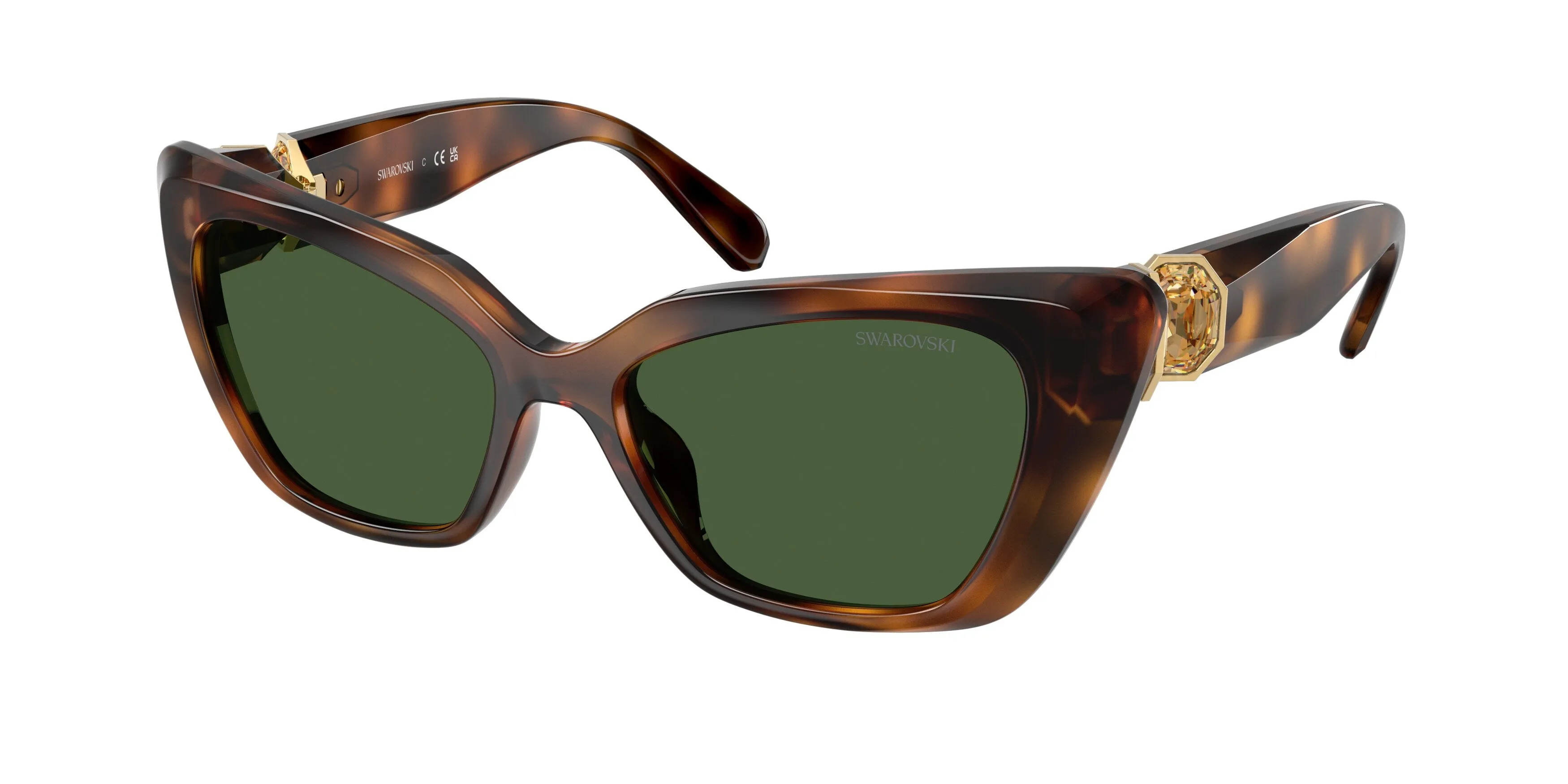 Swarovski SK6047 100271 Occhiali da sole Iniettato Tartaruga Verde Cat Eye Normale - immagine 1