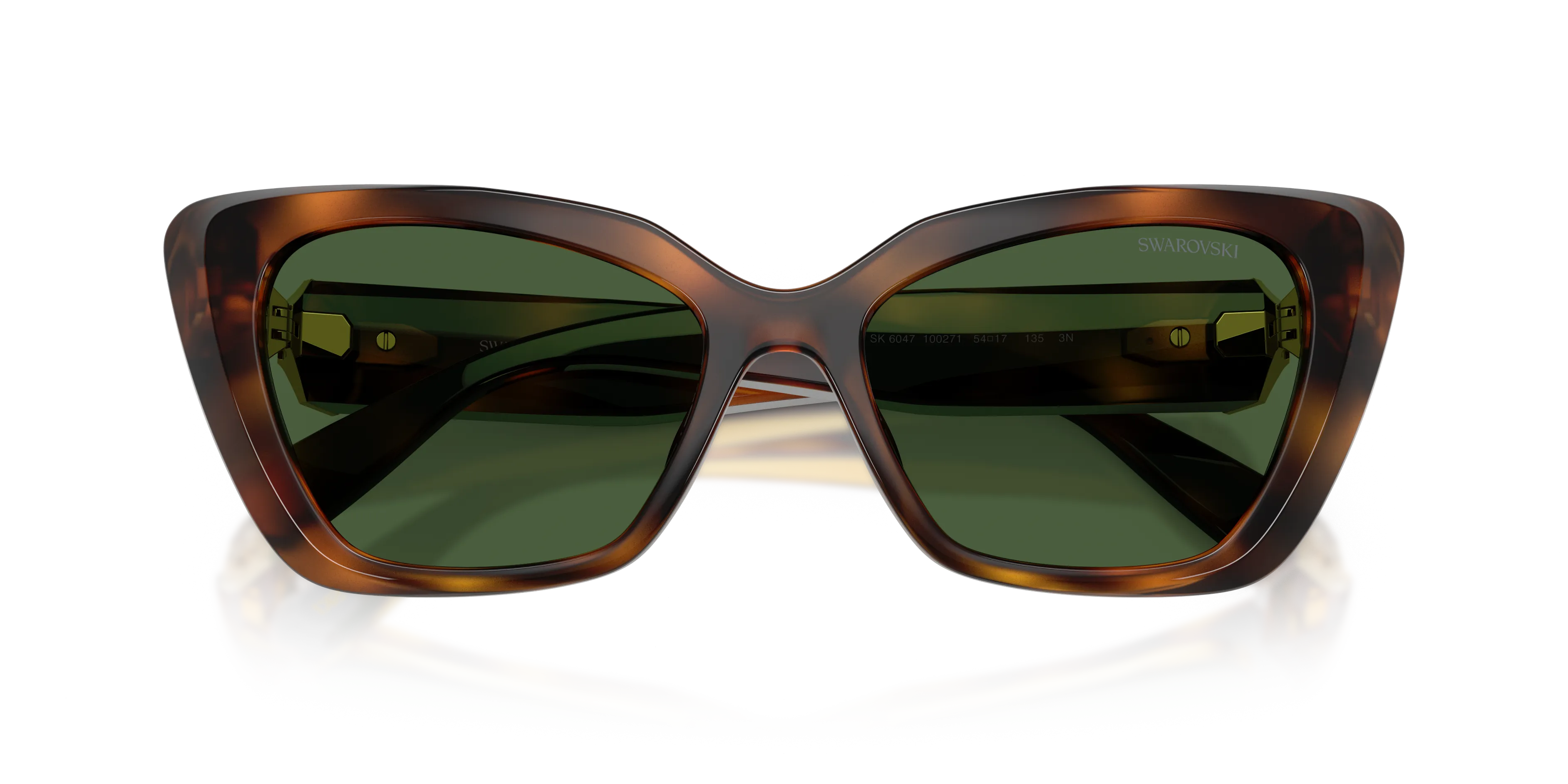 Swarovski SK6047 100271 Occhiali da sole Iniettato Tartaruga Verde Cat Eye Normale - immagine 2