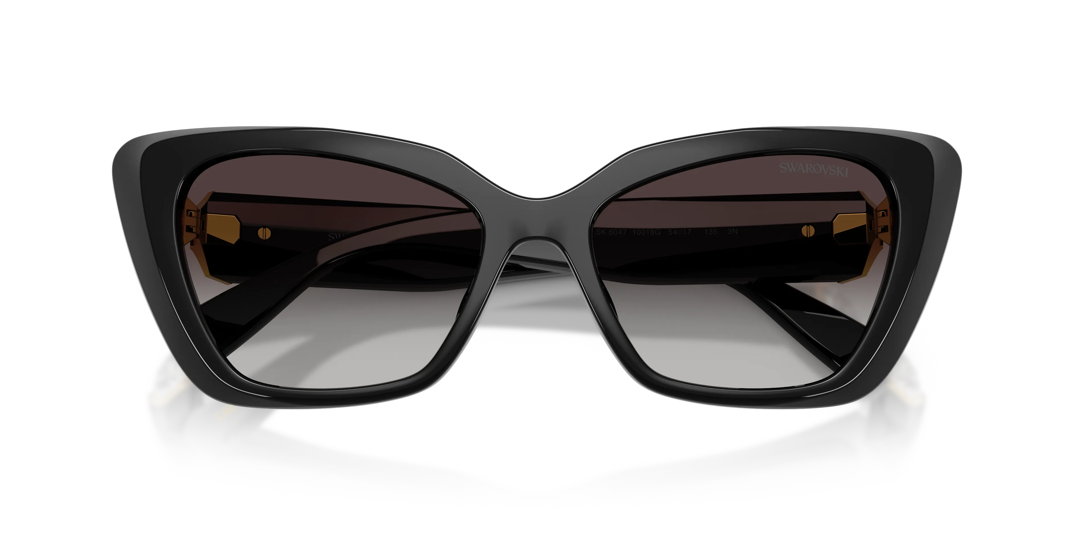 Swarovski SK6047 10018G Occhiali da sole Iniettato Nero Grigio Cat Eye Normale Sfumato - immagine 2