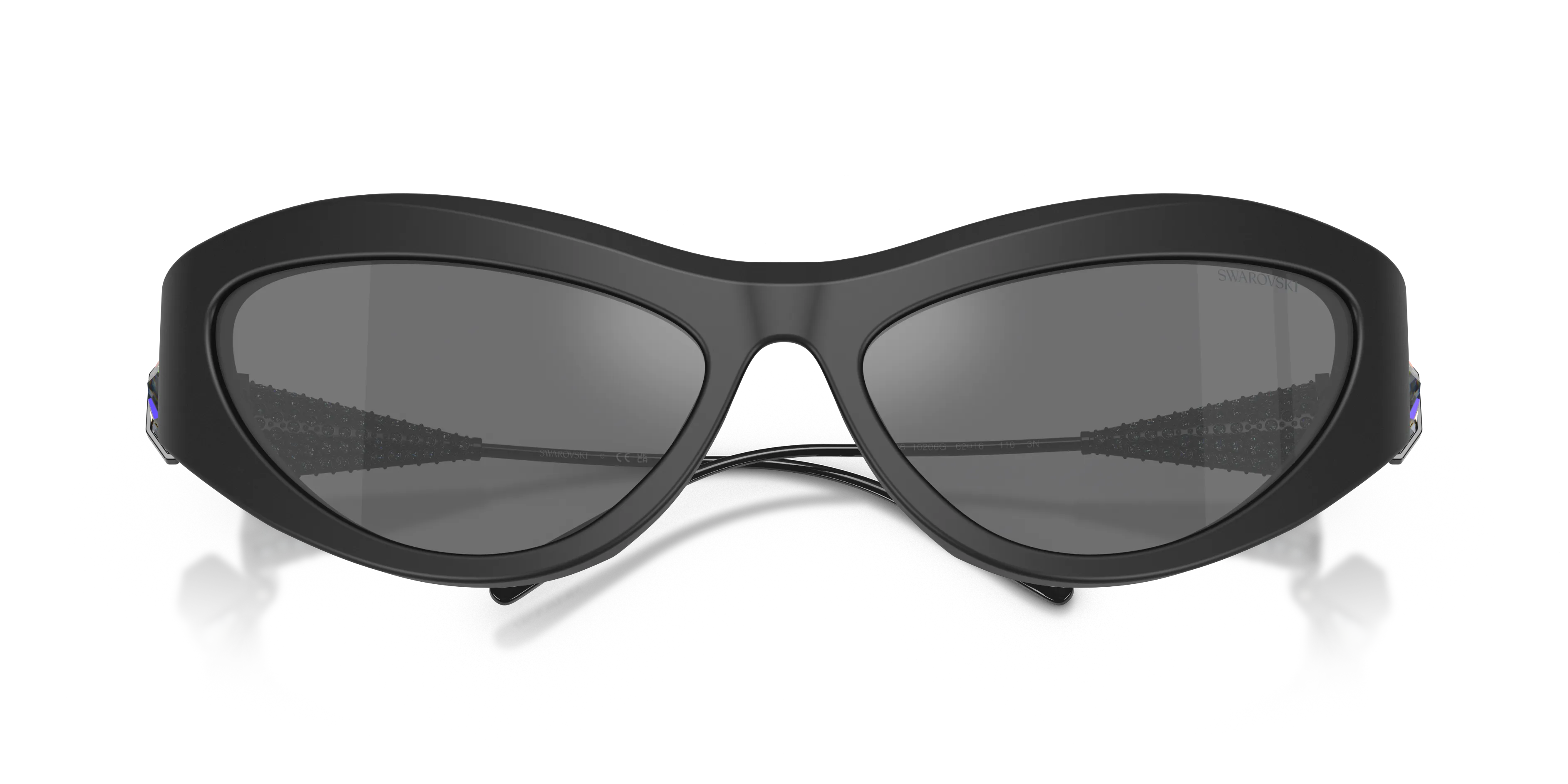 Swarovski SK6046 10206G Occhiali da sole Acetato Nero Grigio Cat Eye Specchiate - immagine 2
