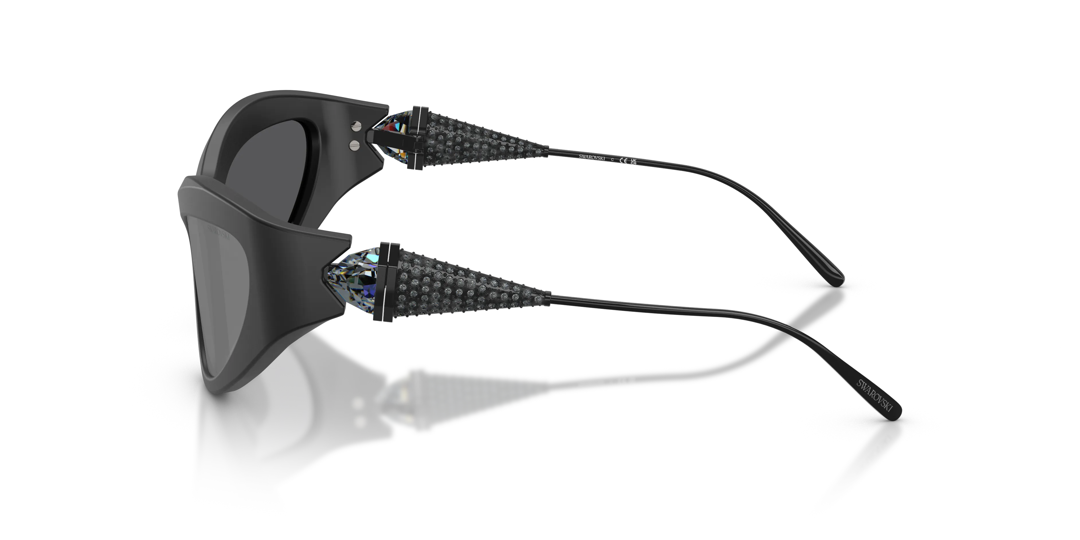 Swarovski SK6046 10206G Occhiali da sole Acetato Nero Grigio Cat Eye Specchiate - immagine 4