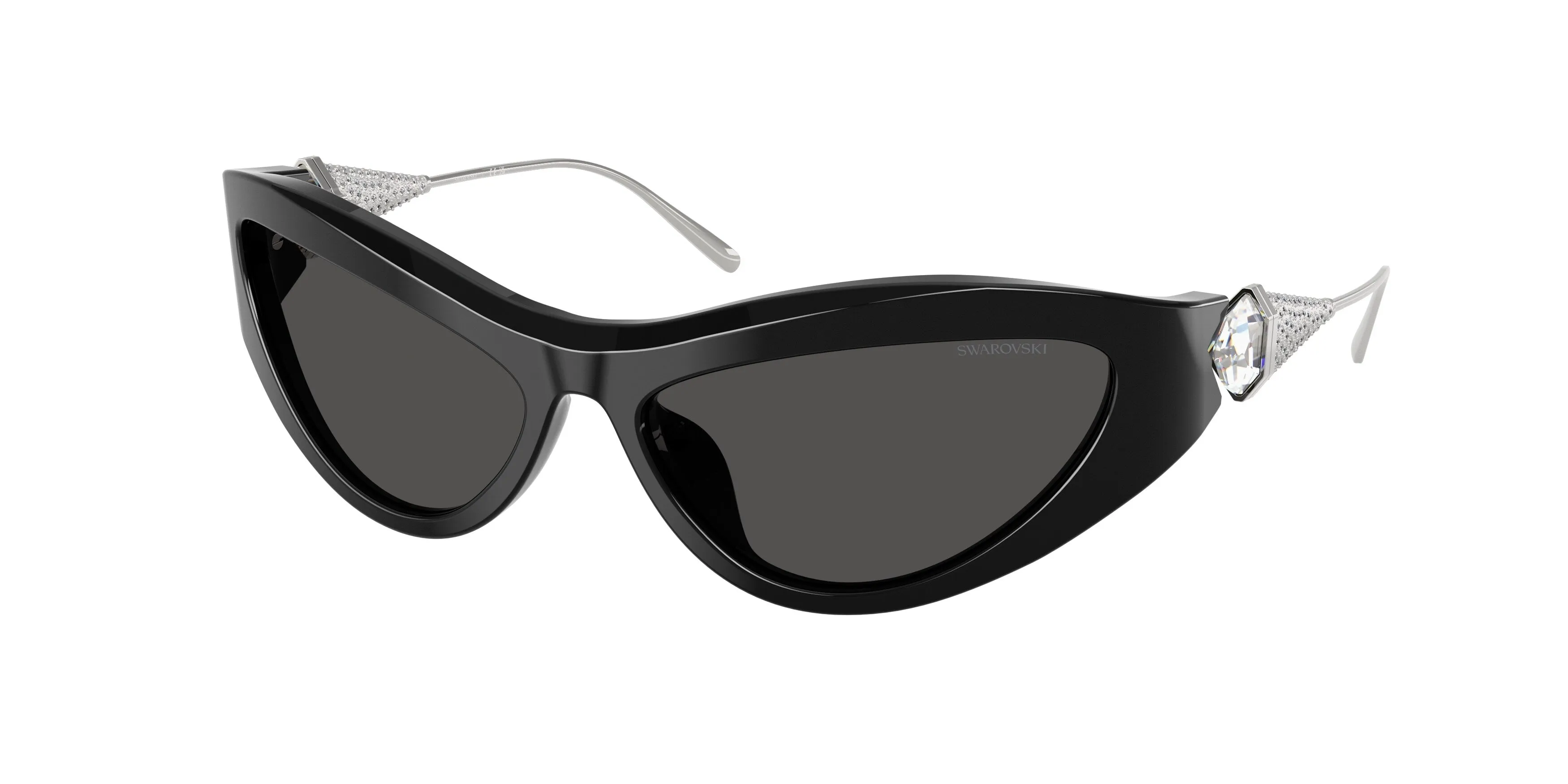Swarovski SK6046 100187 Occhiali da sole Acetato Nero Grigio Cat Eye Normale - immagine 1