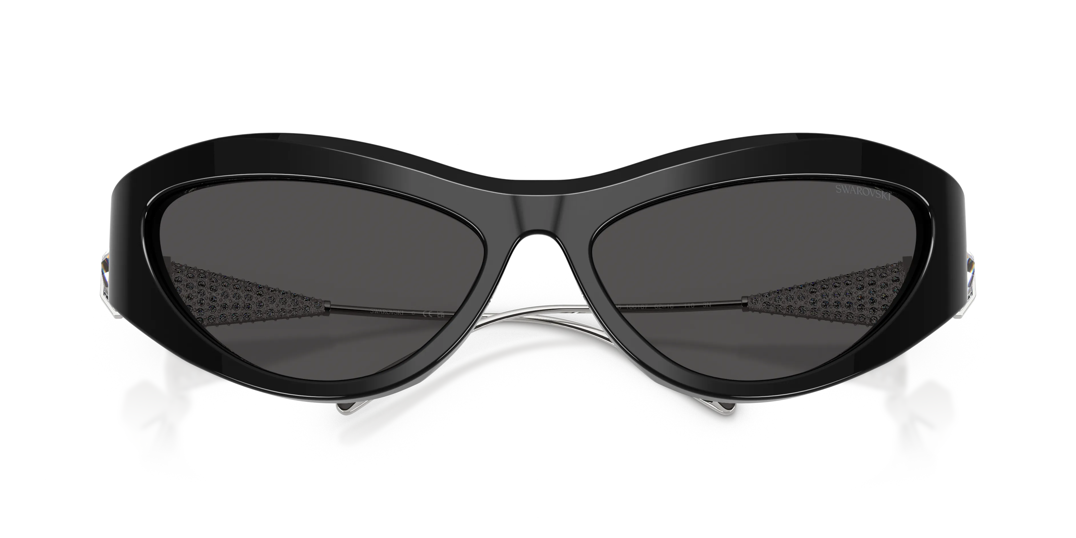 Swarovski SK6046 100187 Occhiali da sole Acetato Nero Grigio Cat Eye Normale - immagine 2
