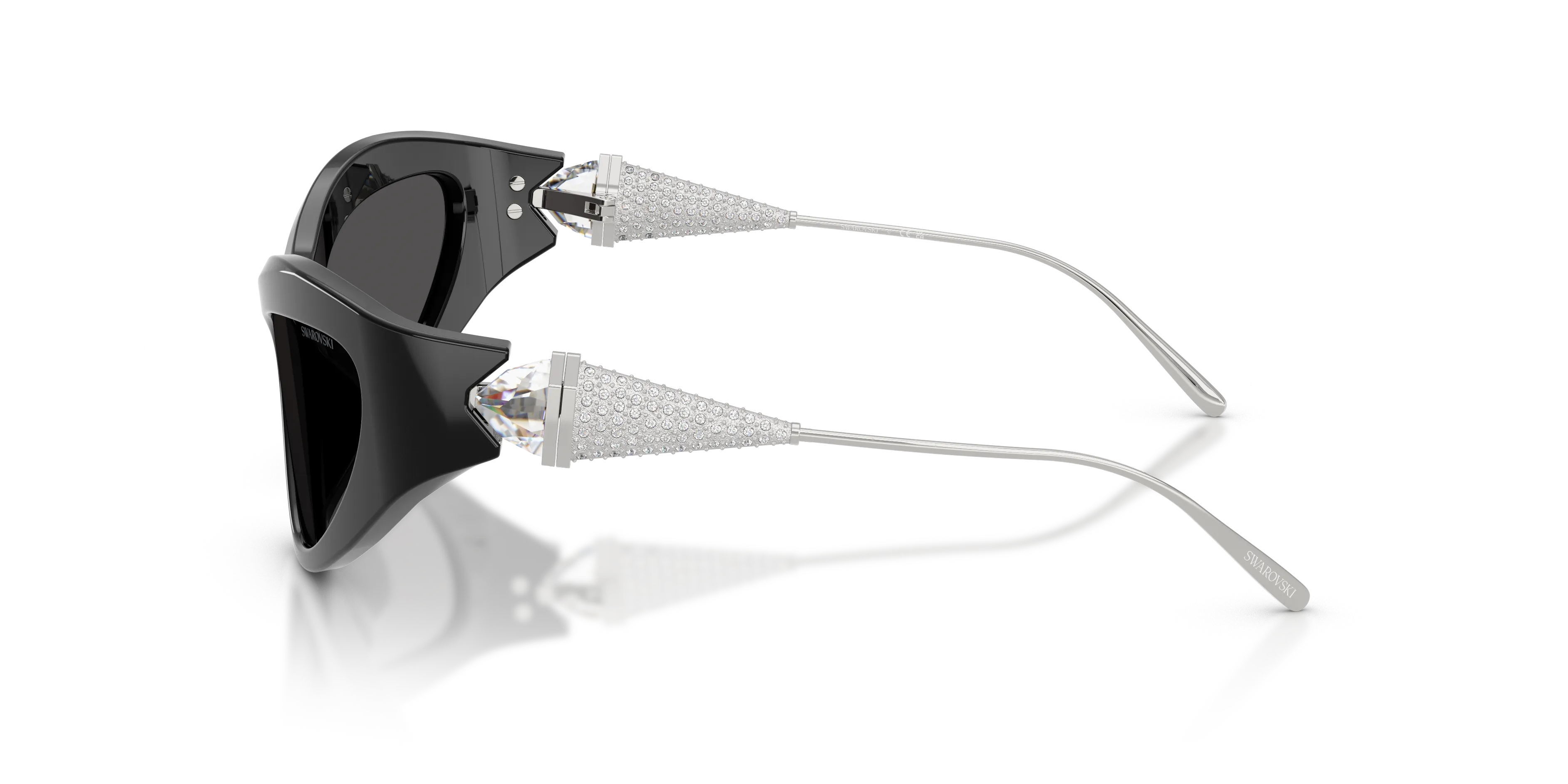 Swarovski SK6046 100187 Occhiali da sole Acetato Nero Grigio Cat Eye Normale - immagine 4