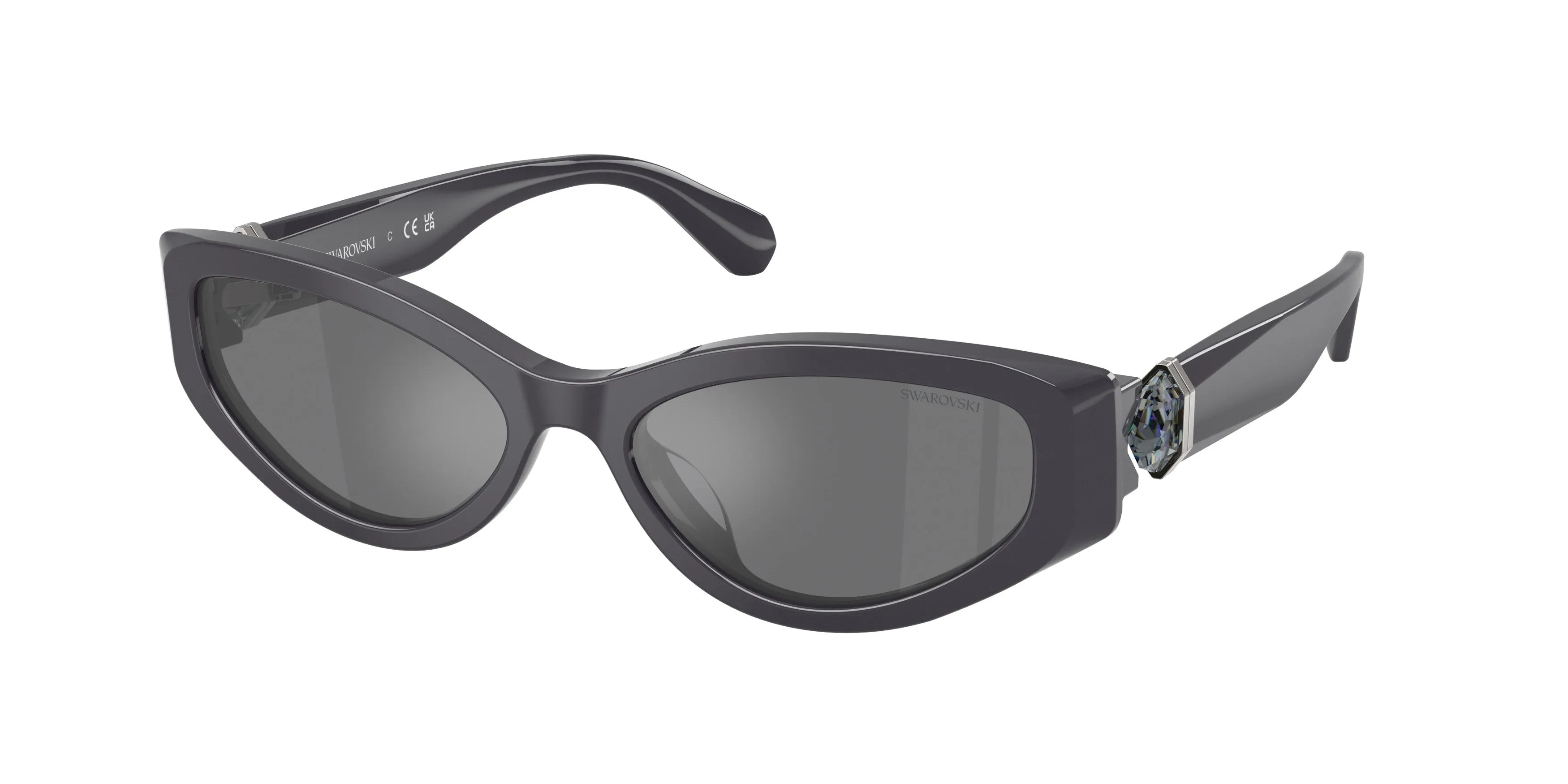 Swarovski SK6045U 10836G Occhiali da sole Acetato Grigio Grigio Cat Eye Specchiate - immagine 1