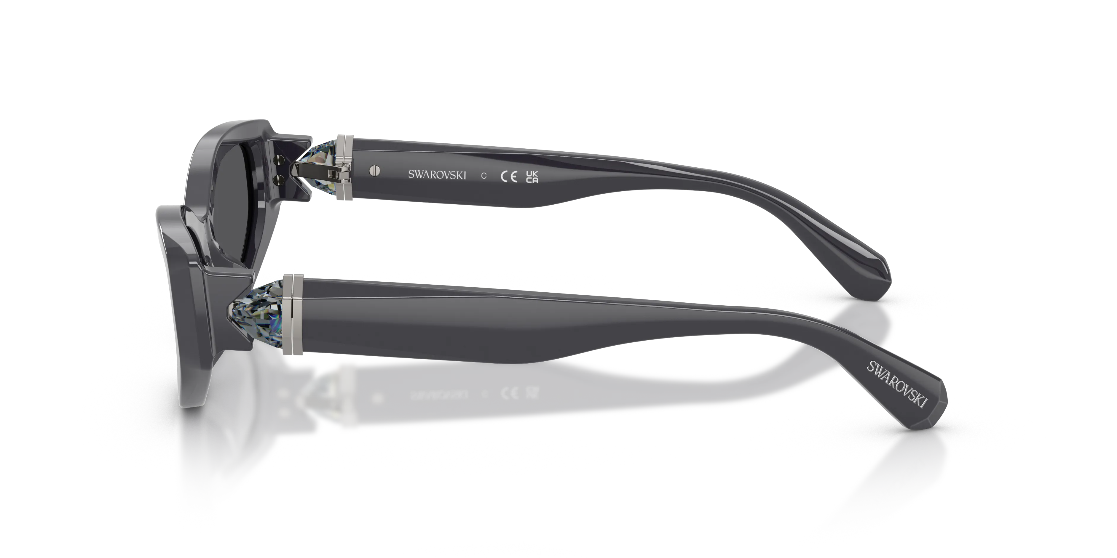Swarovski SK6045U 10836G Occhiali da sole Acetato Grigio Grigio Cat Eye Specchiate - immagine 4