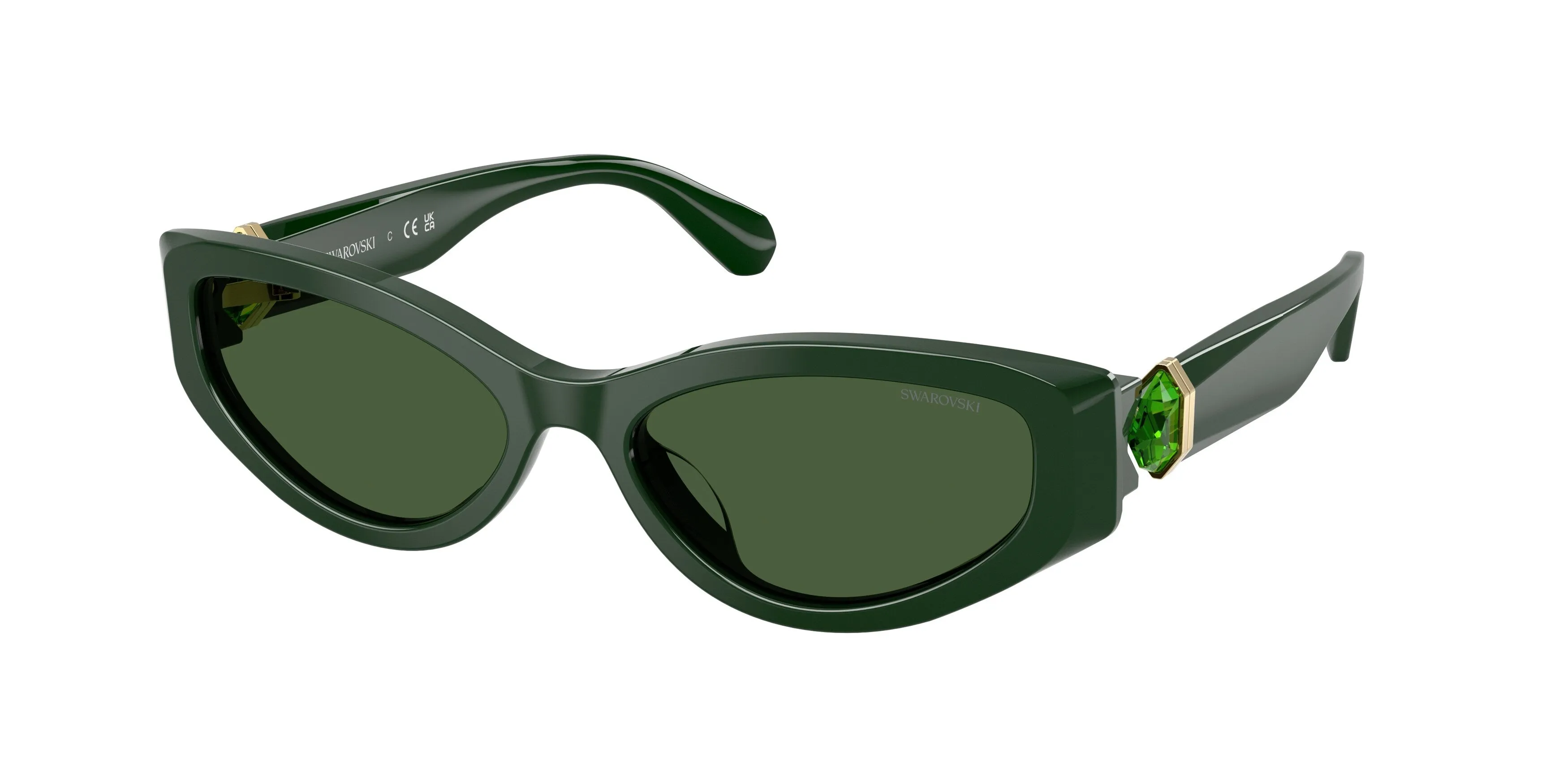 Swarovski SK6045U 102671 Occhiali da sole Acetato Verde Verde Cat Eye Normale - immagine 1