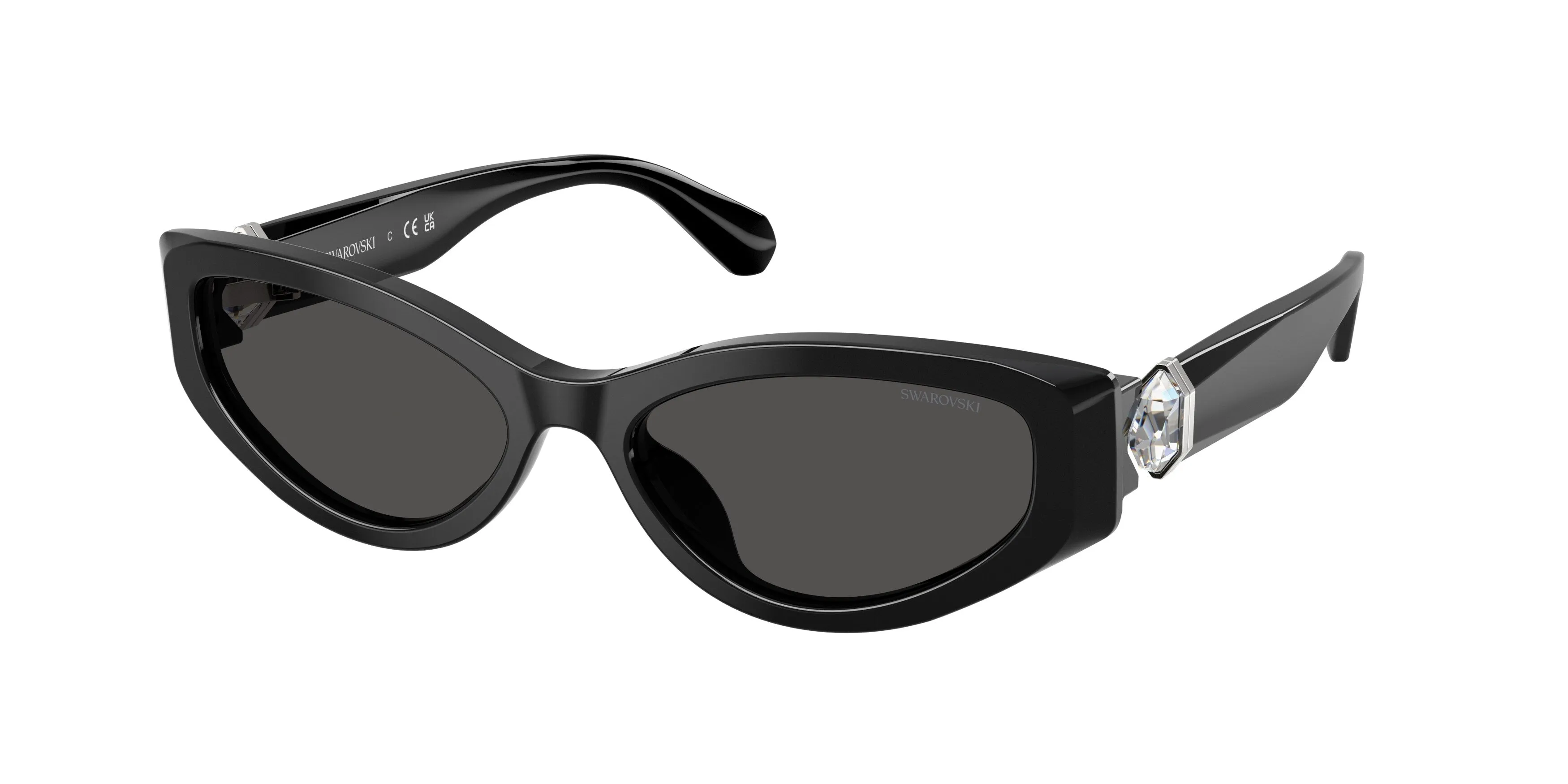 Swarovski SK6045U 100187 Occhiali da sole Acetato Nero Grigio Cat Eye Normale - immagine 1