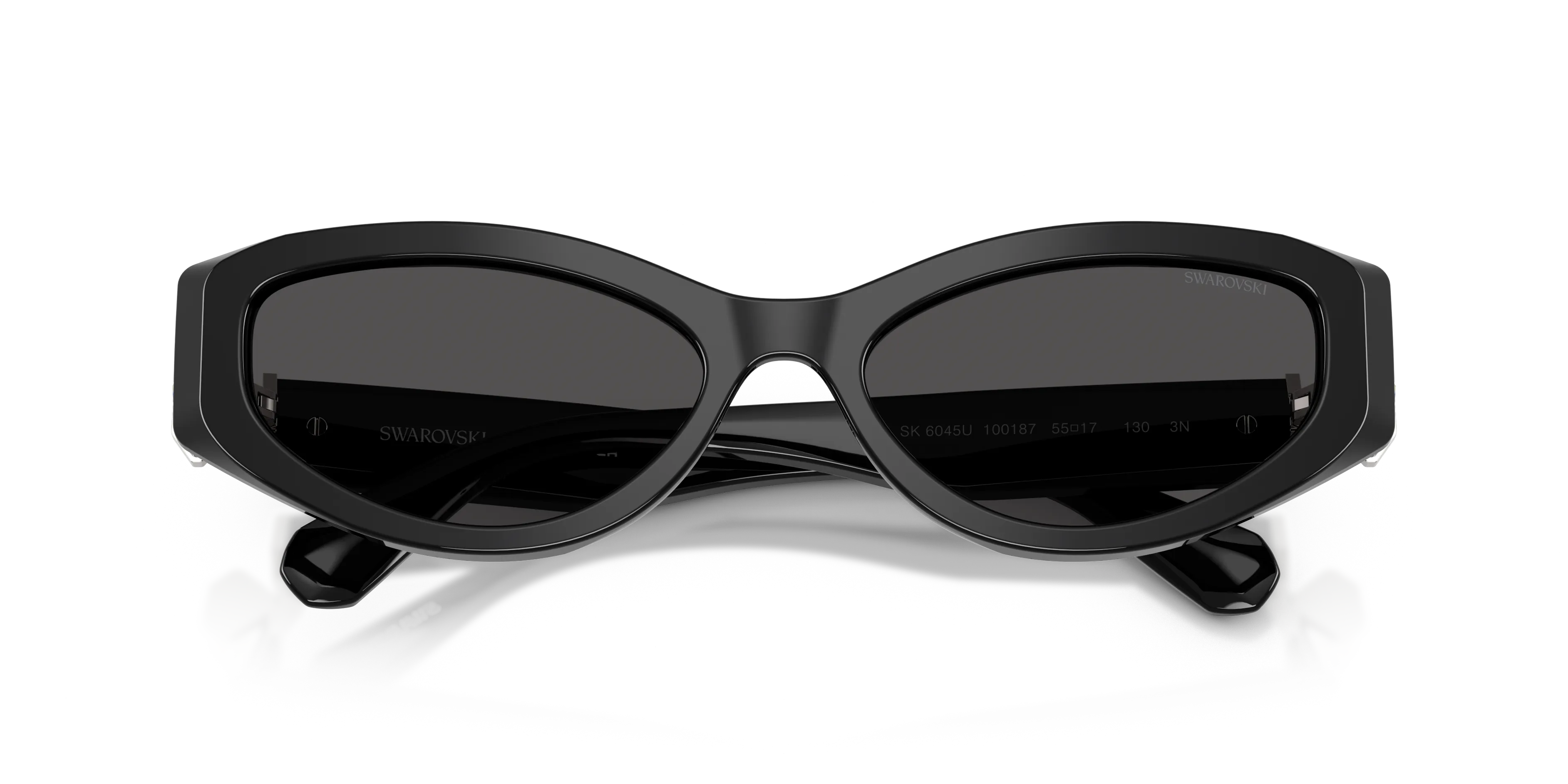 Swarovski SK6045U 100187 Occhiali da sole Acetato Nero Grigio Cat Eye Normale - immagine 2