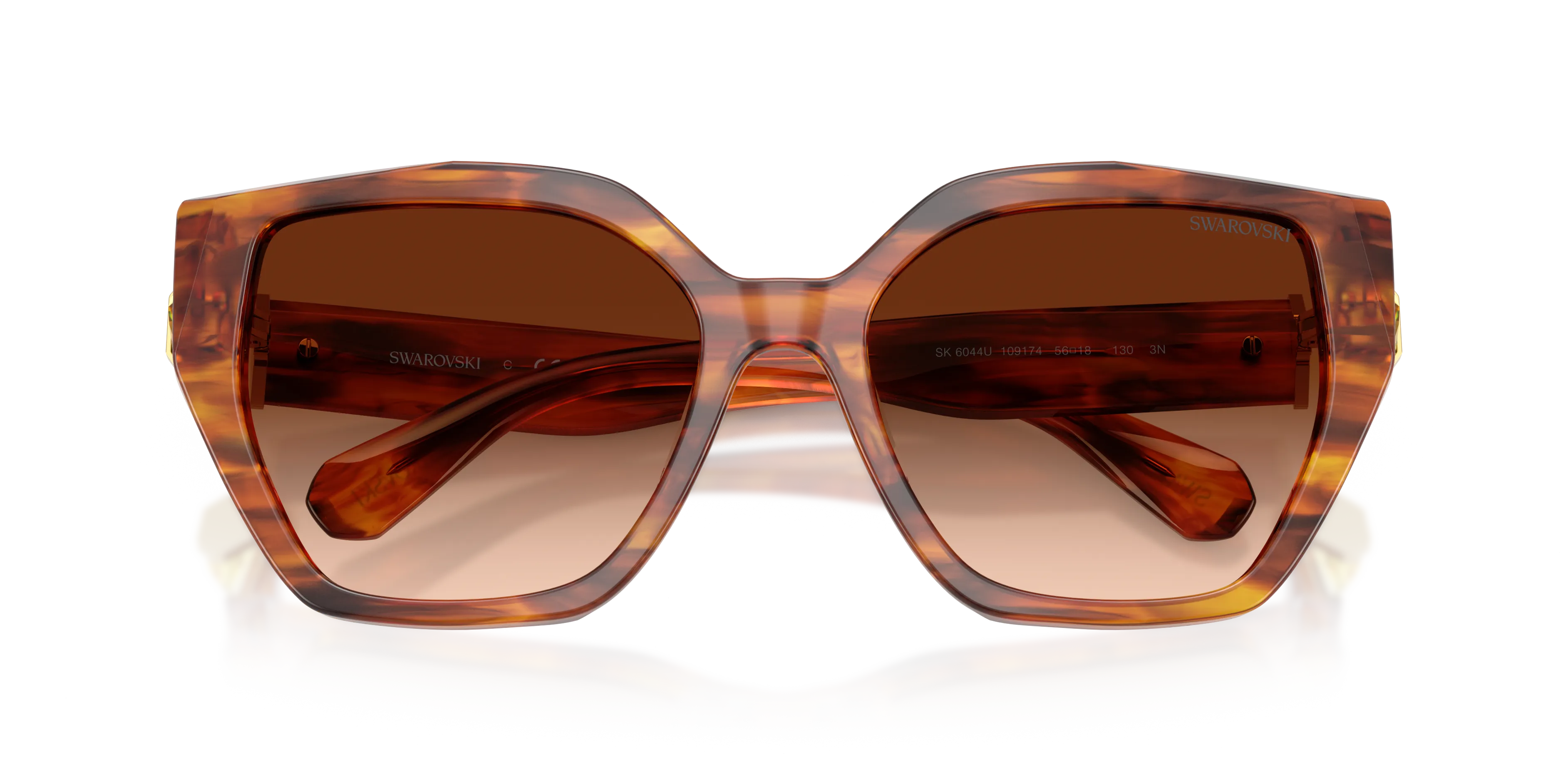 Swarovski SK6044U 109174 Occhiali da sole Acetato Tartaruga Marrone Geometrica Normale Sfumato - immagine 2