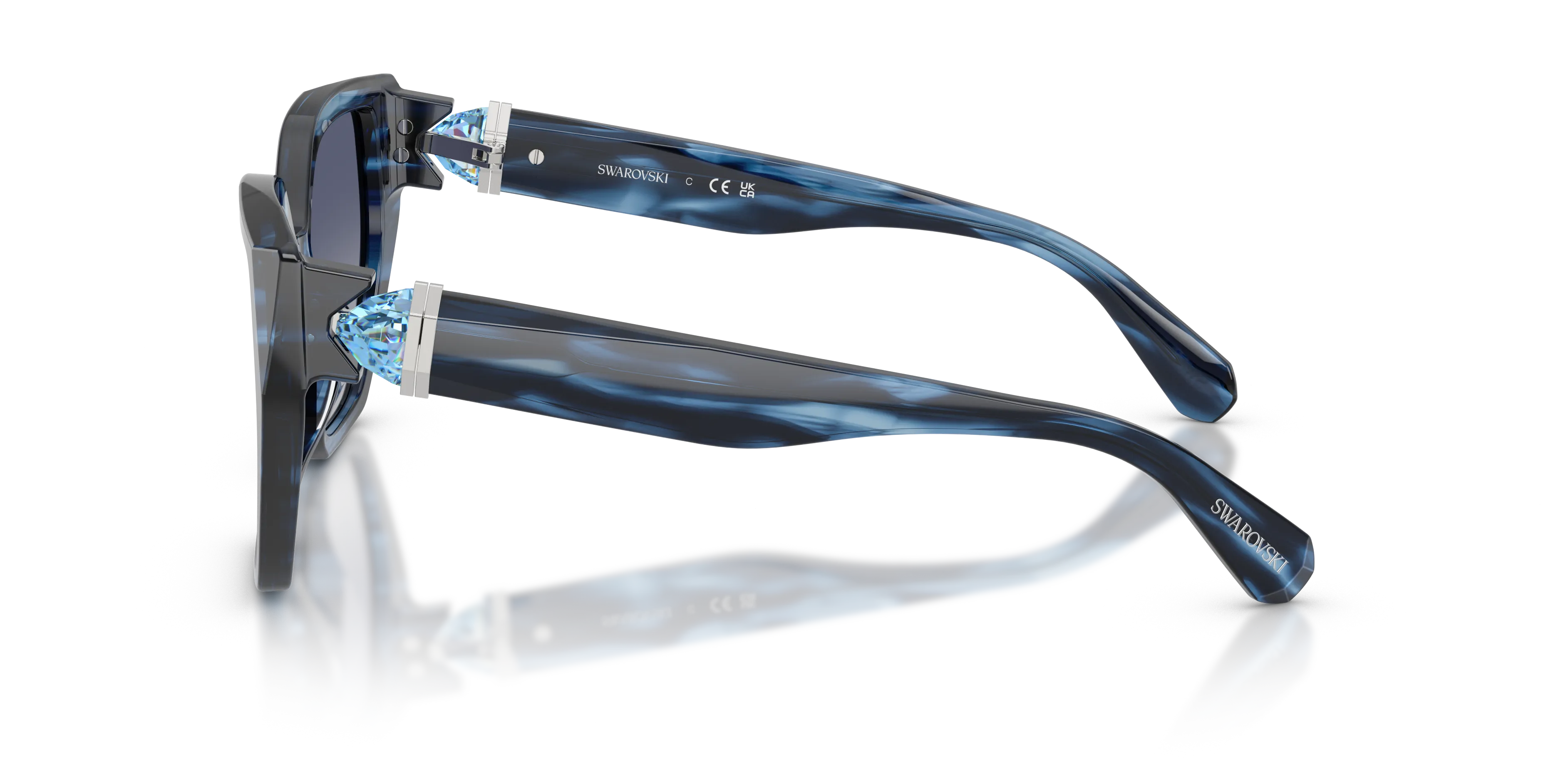 Swarovski SK6044U 10904L Occhiali da sole Acetato Blu Blu Geometrica Normale Sfumato - immagine 4