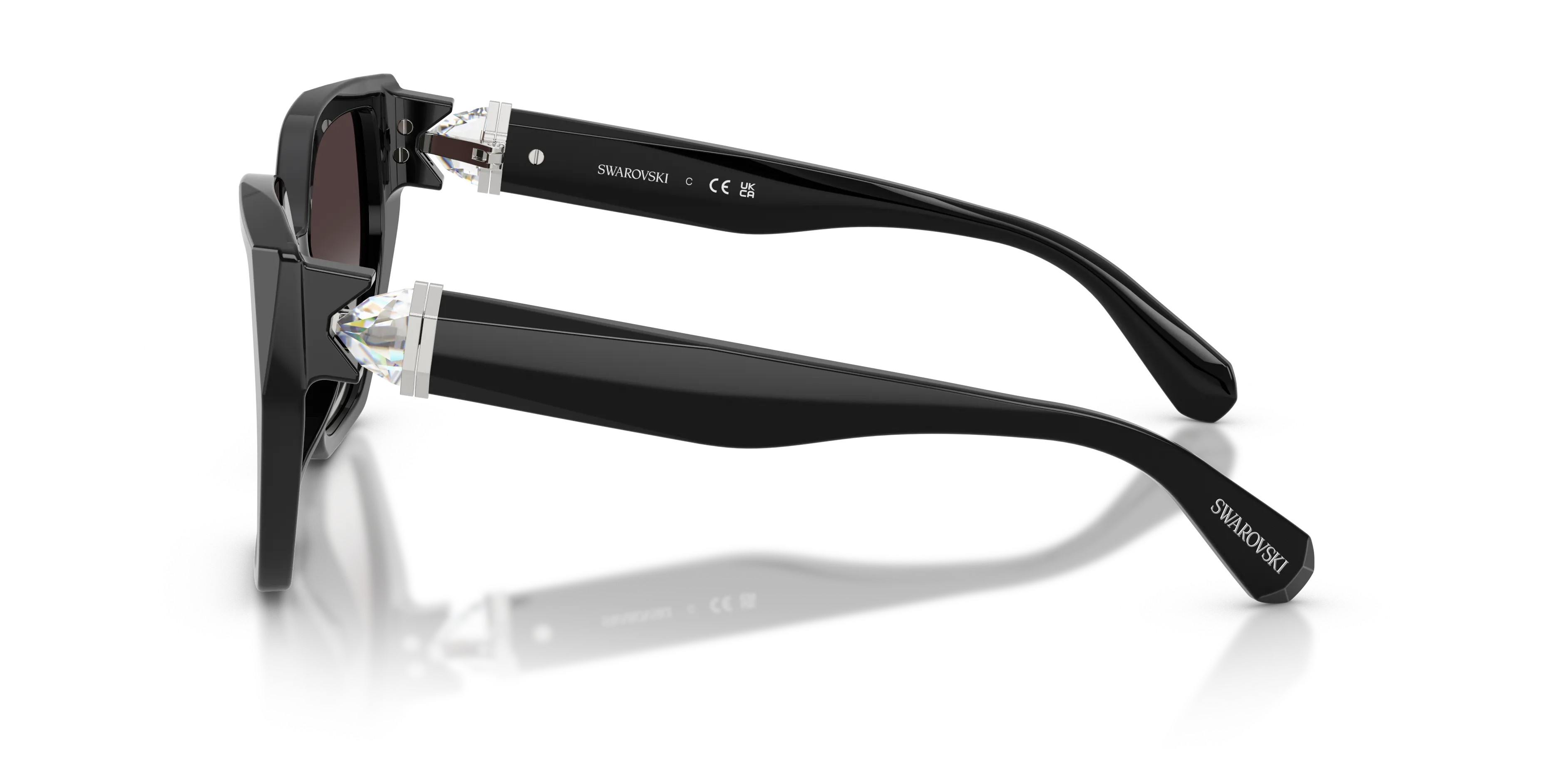 Swarovski SK6044U 10018G Occhiali da sole Acetato Nero Grigio Geometrica Normale Sfumato - immagine 4
