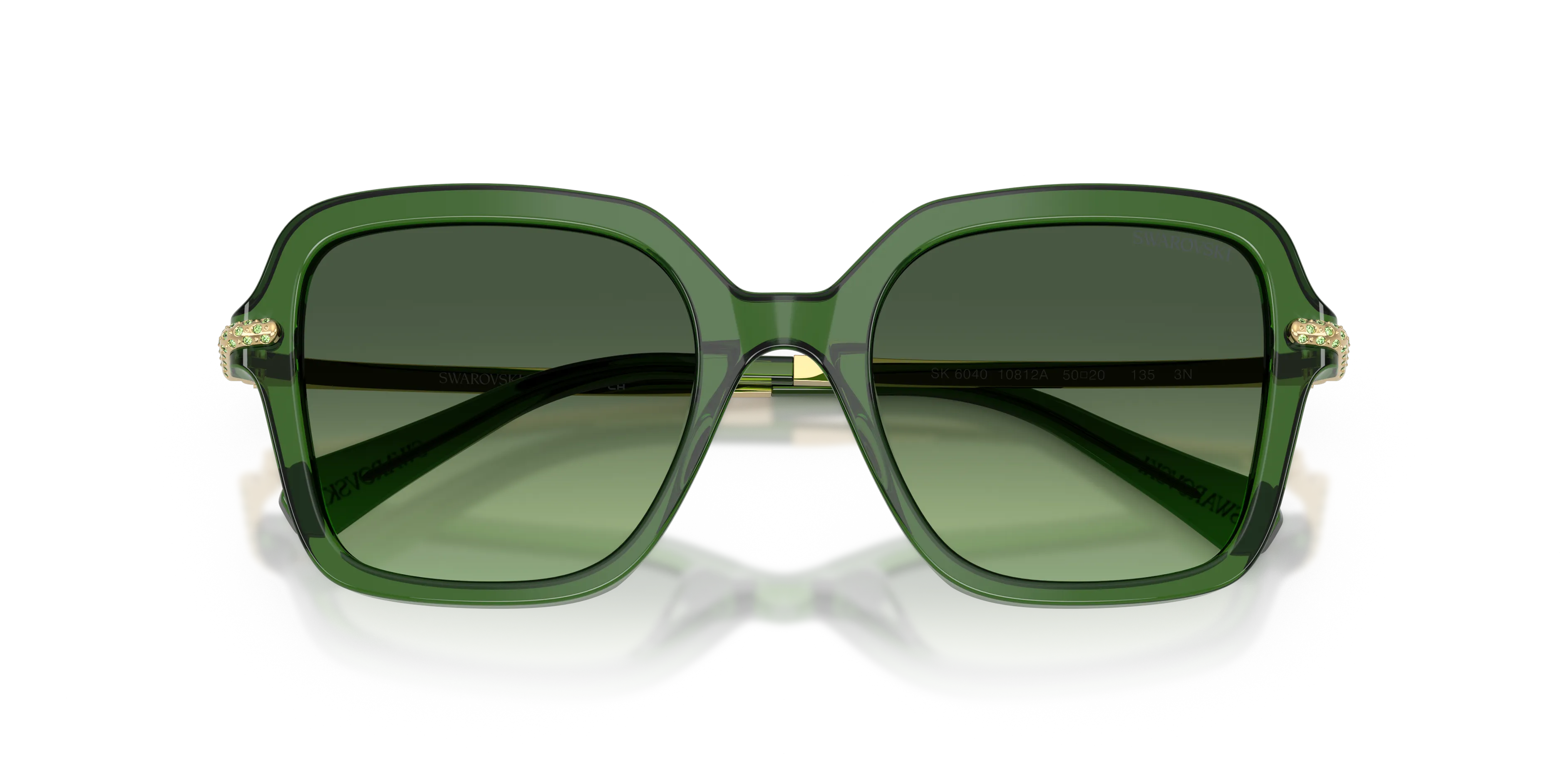 Swarovski SK6040 10812A Occhiali da sole Acetato Verde Verde Geometrica Normale Sfumato - immagine 2