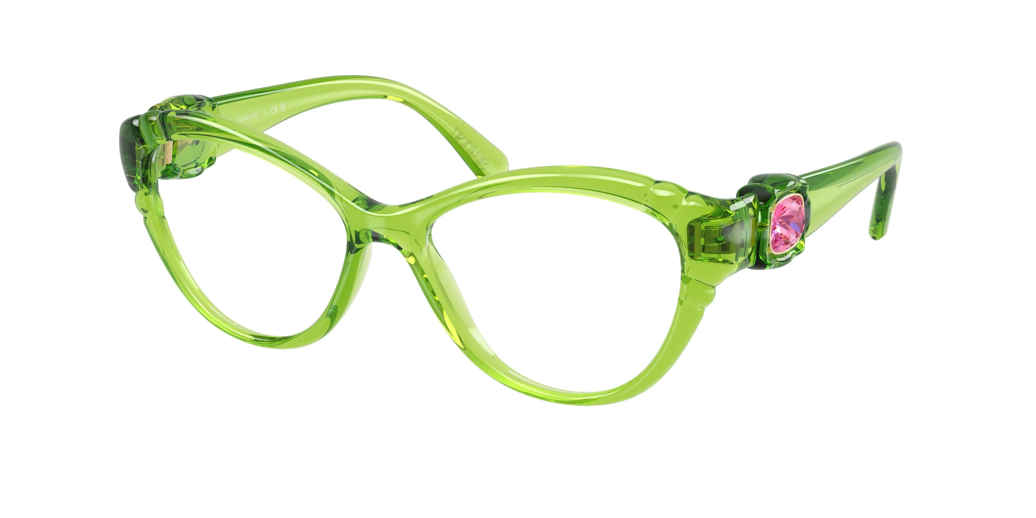 Swarovski SK2057 1089 Montature da vista Iniettato Verde Cat Eye Normale - immagine 1