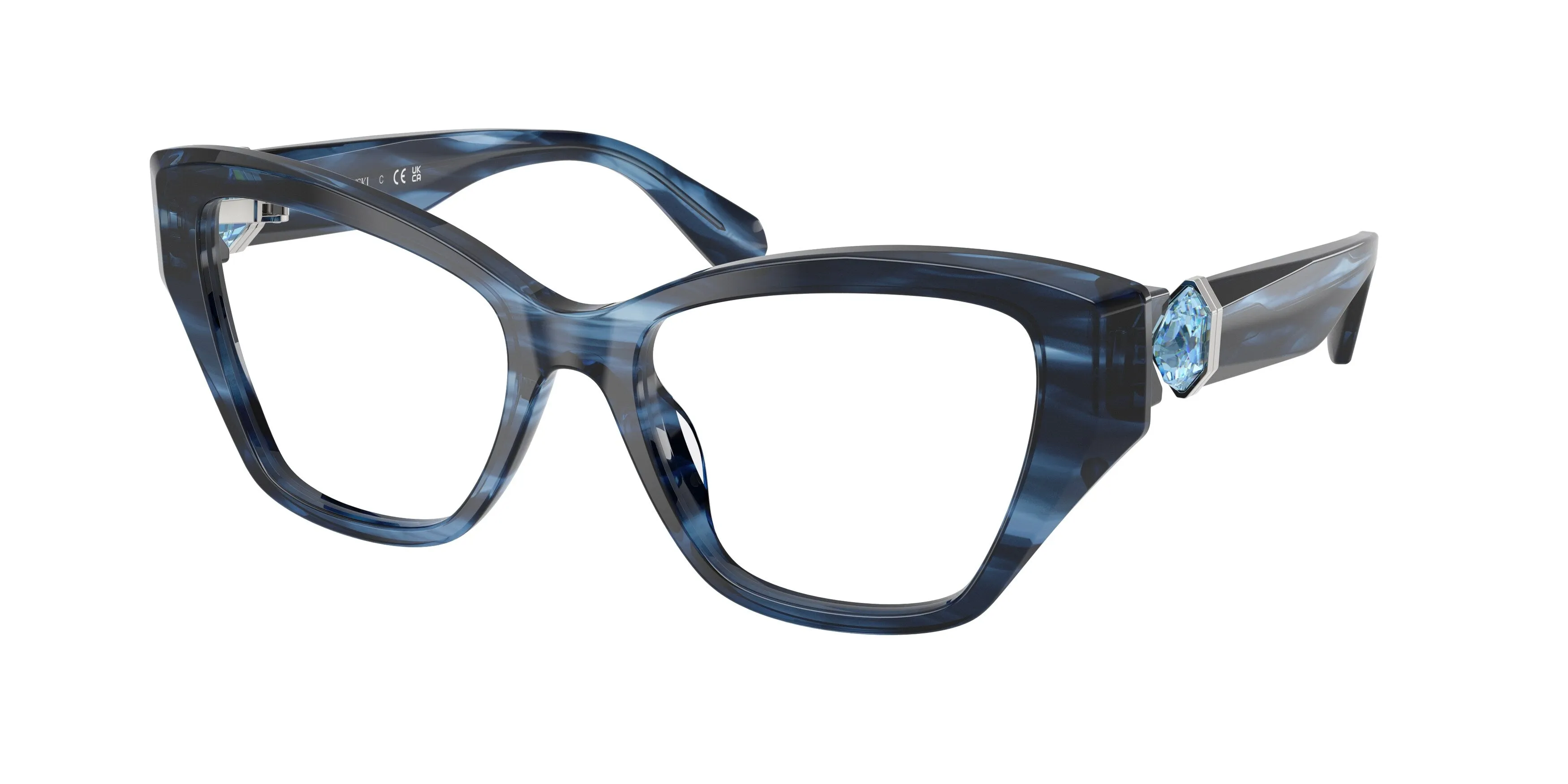 Swarovski SK2050U 1090 Montature da vista Acetato Blu Cat Eye Normale - immagine 1