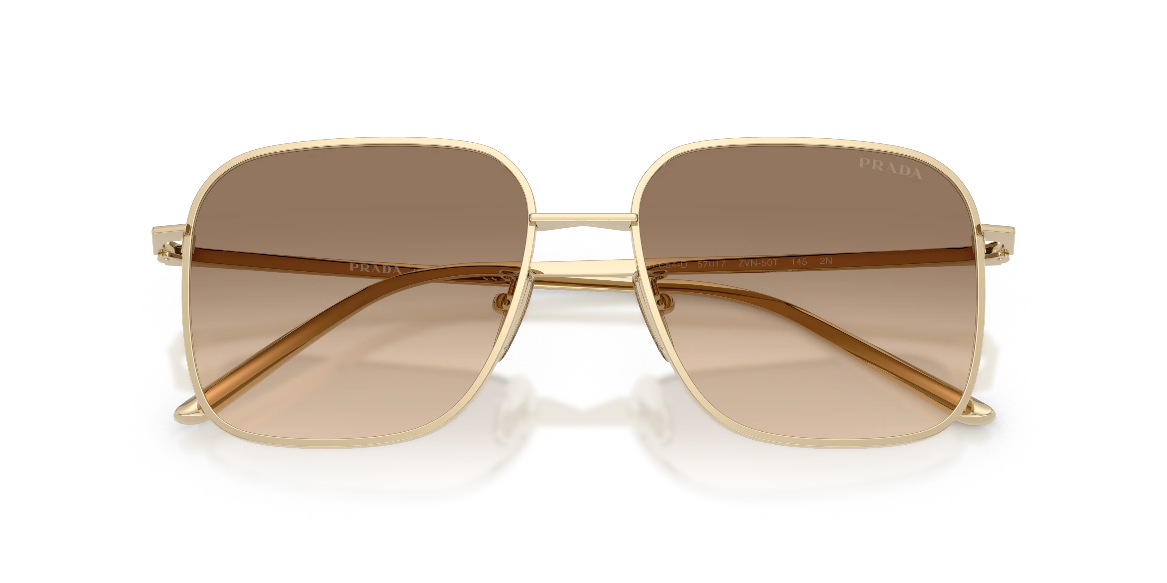 Prada PR C54SD ZVN50T Occhiali da sole Metallo Oro Marrone Squadrata Normale Sfumato - immagine 2