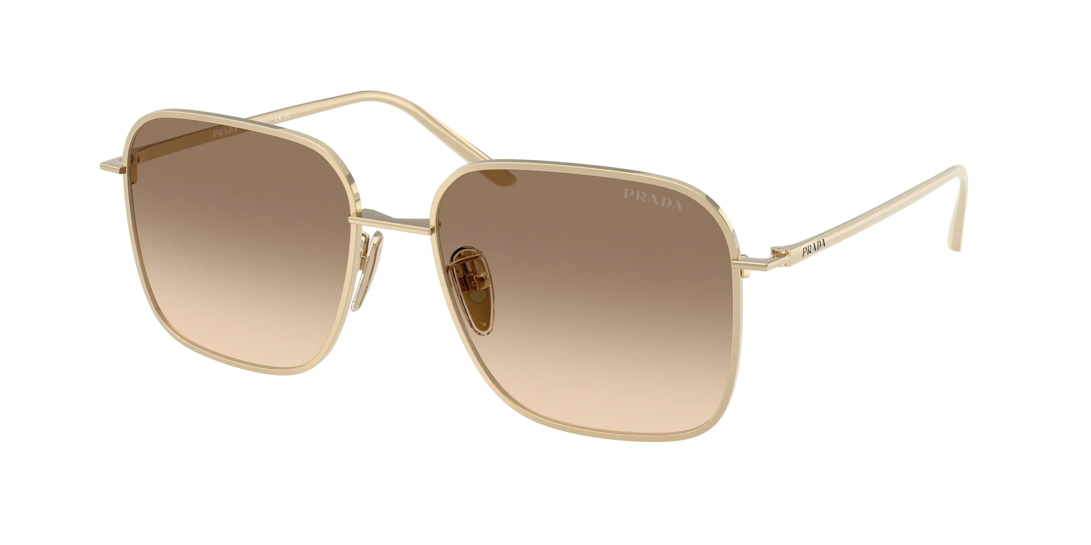 Prada PR C54SD ZVN50T Occhiali da sole Metallo Oro Marrone Squadrata Normale Sfumato - immagine 1