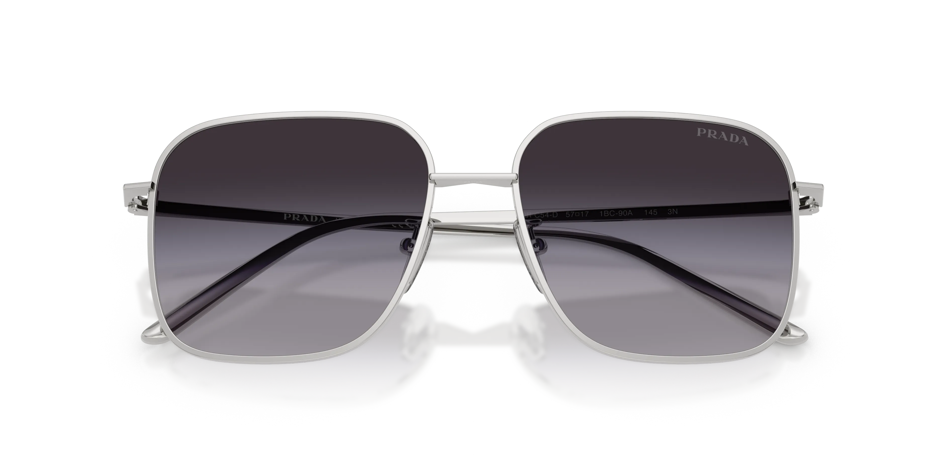 Prada PR C54SD 1BC90A Occhiali da sole Metallo Argento Grigio Squadrata Normale Sfumato - immagine 2