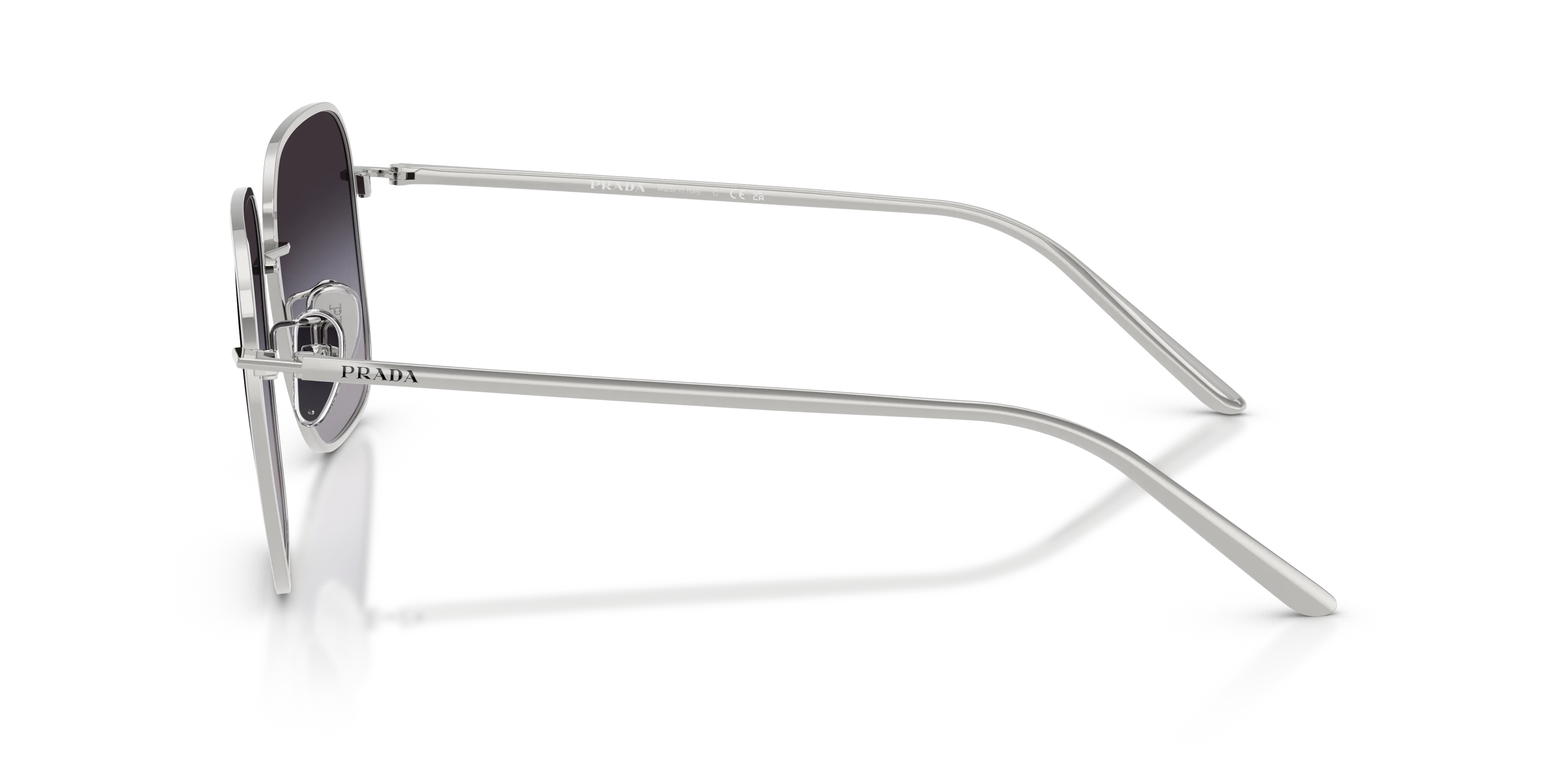 Prada PR C54SD 1BC90A Occhiali da sole Metallo Argento Grigio Squadrata Normale Sfumato - immagine 4