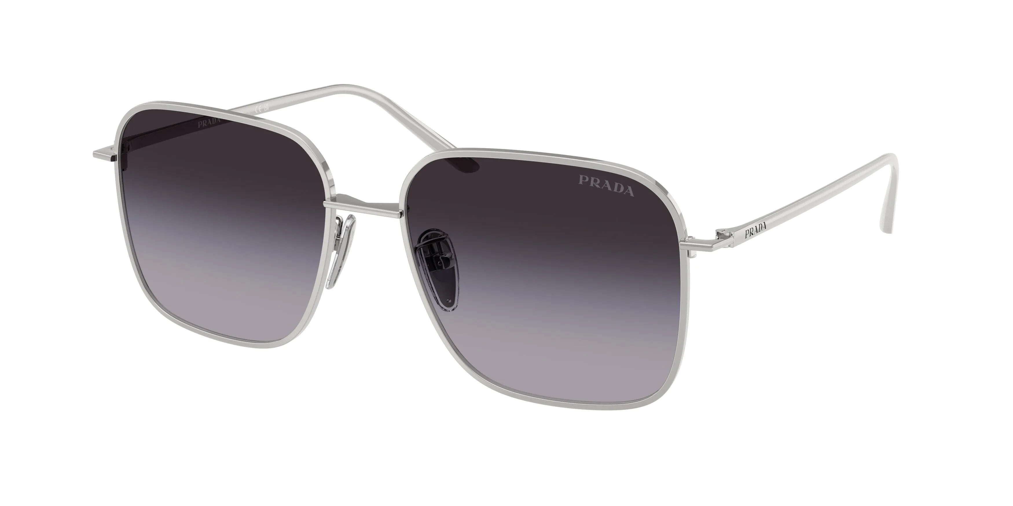 Prada PR C54SD 1BC90A Occhiali da sole Metallo Argento Grigio Squadrata Normale Sfumato - immagine 1