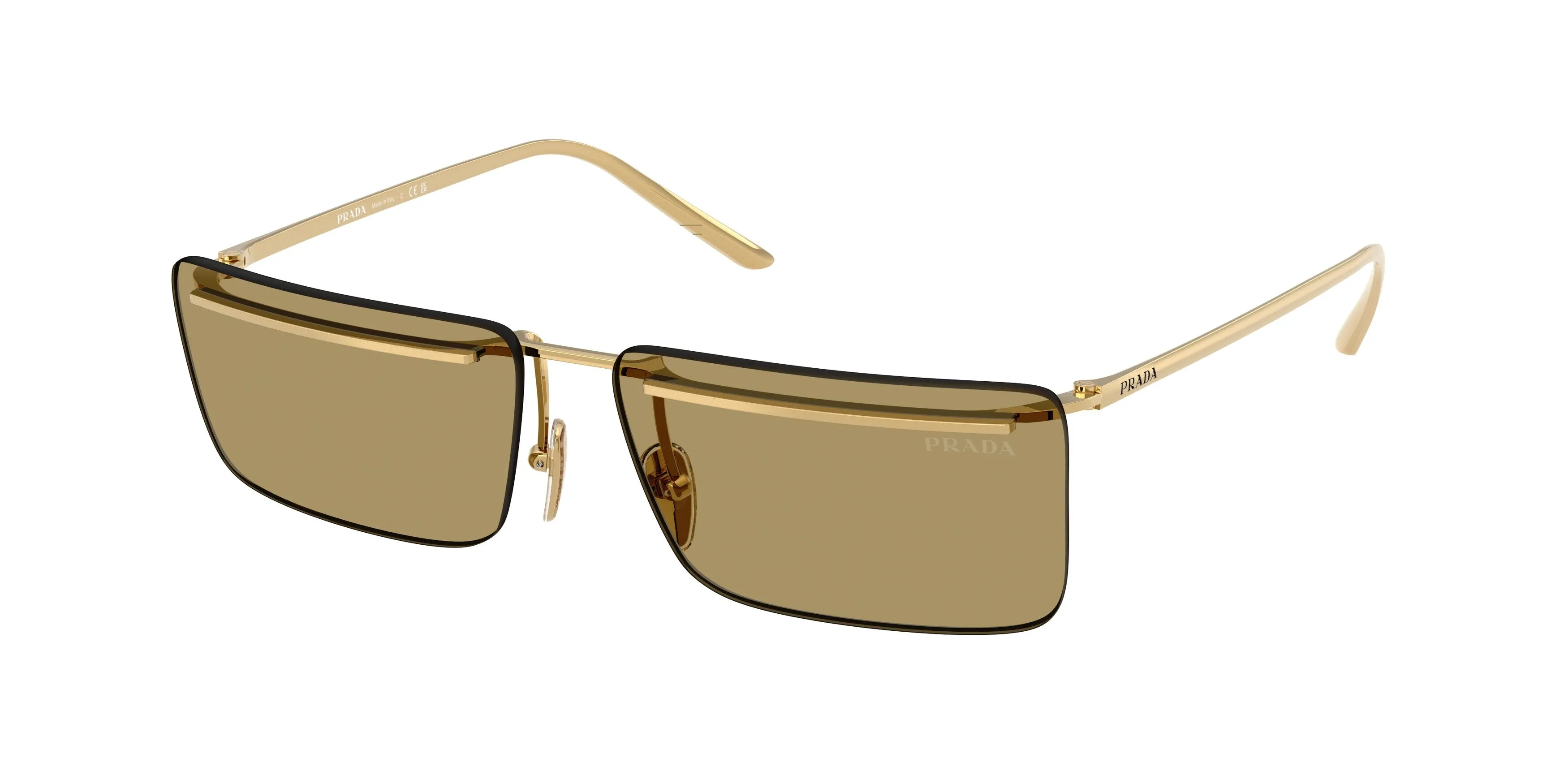Prada PR C53S 5AK70G Occhiali da sole Metallo Oro Verde Squadrata Normale - immagine 1