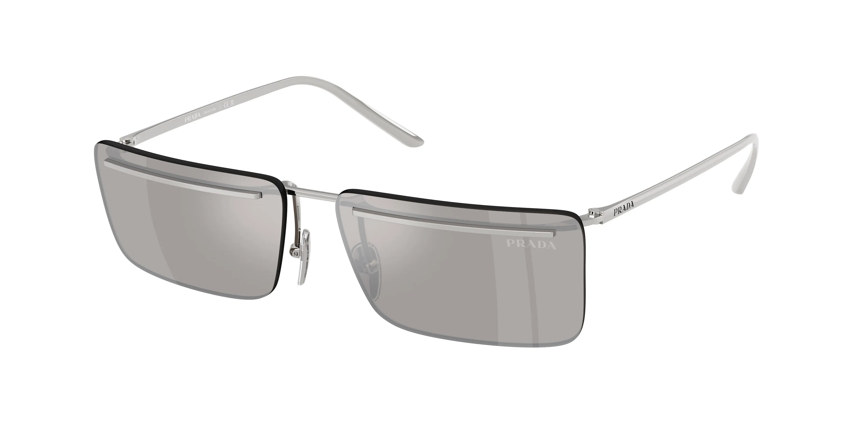 Prada PR C53S 1BC60N Occhiali da sole Metallo Argento Grigio Squadrata Specchiate - immagine 1
