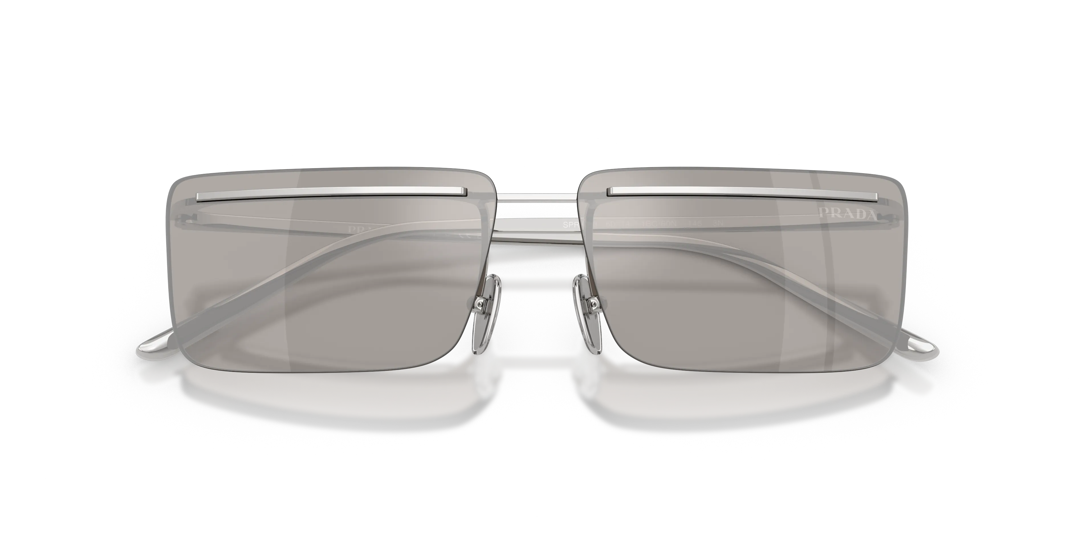 Prada PR C53S 1BC60N Occhiali da sole Metallo Argento Grigio Squadrata Specchiate - immagine 2