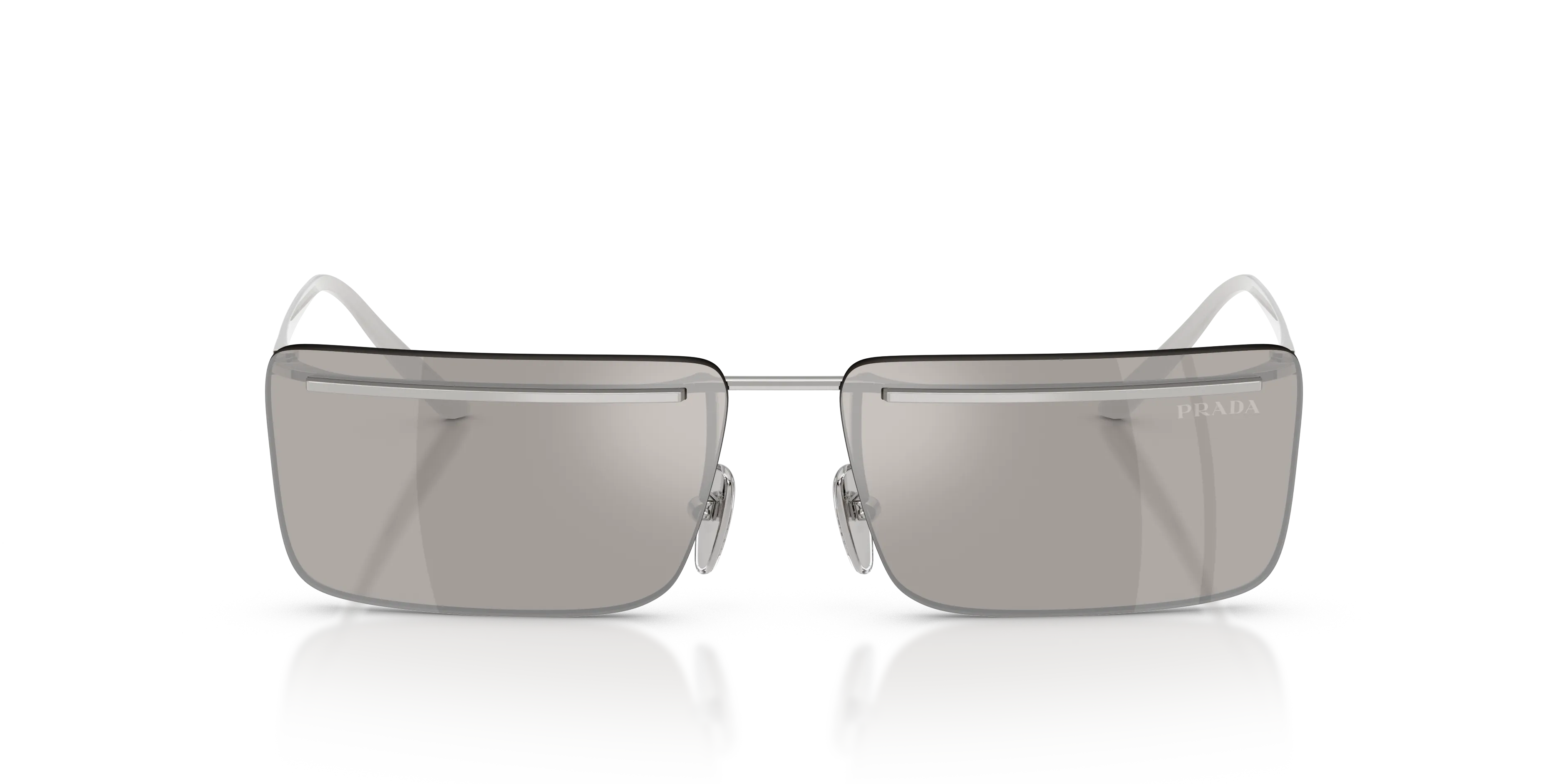 Prada PR C53S 1BC60N Occhiali da sole Metallo Argento Grigio Squadrata Specchiate - immagine 3