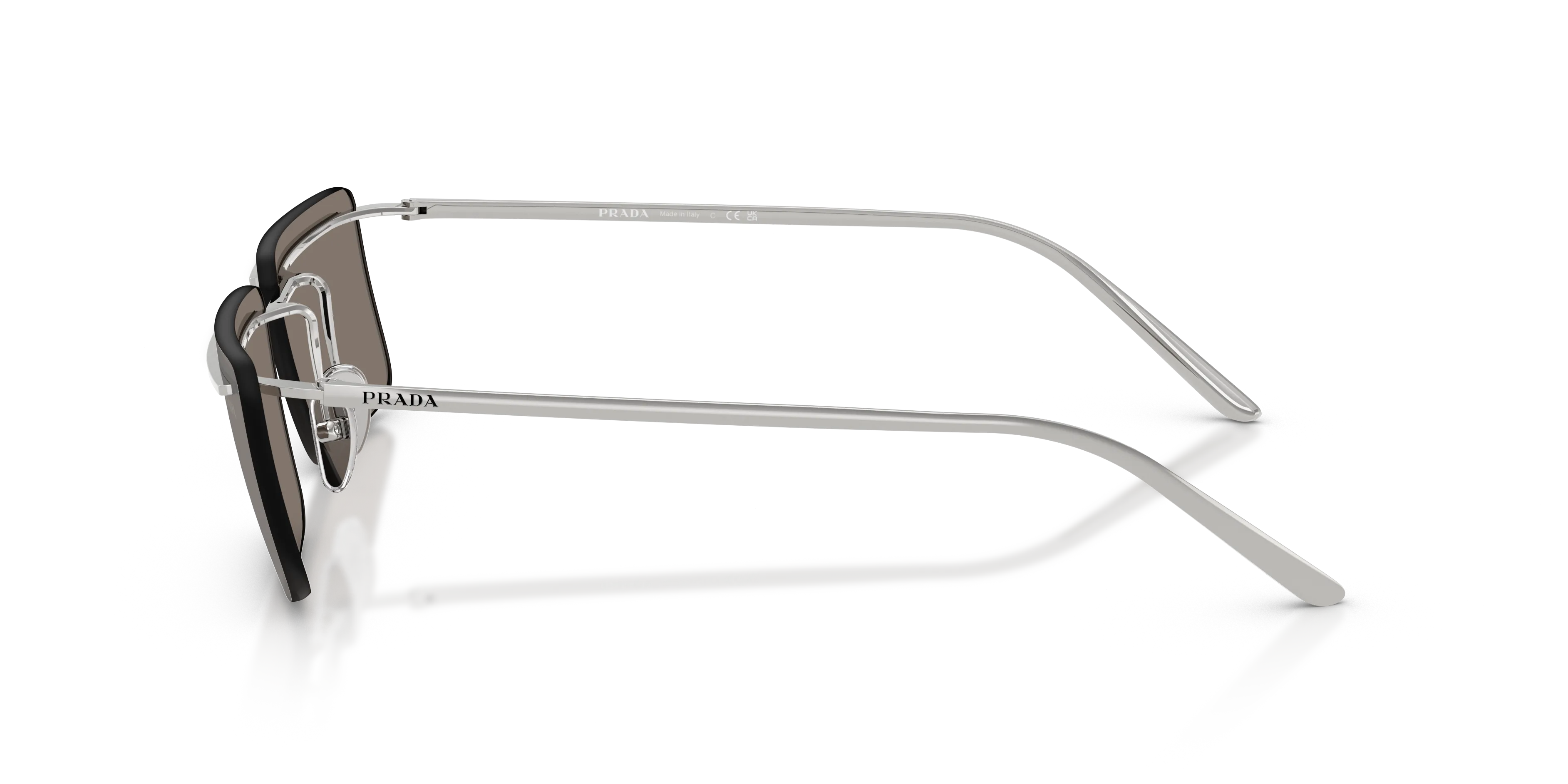 Prada PR C53S 1BC60N Occhiali da sole Metallo Argento Grigio Squadrata Specchiate - immagine 4
