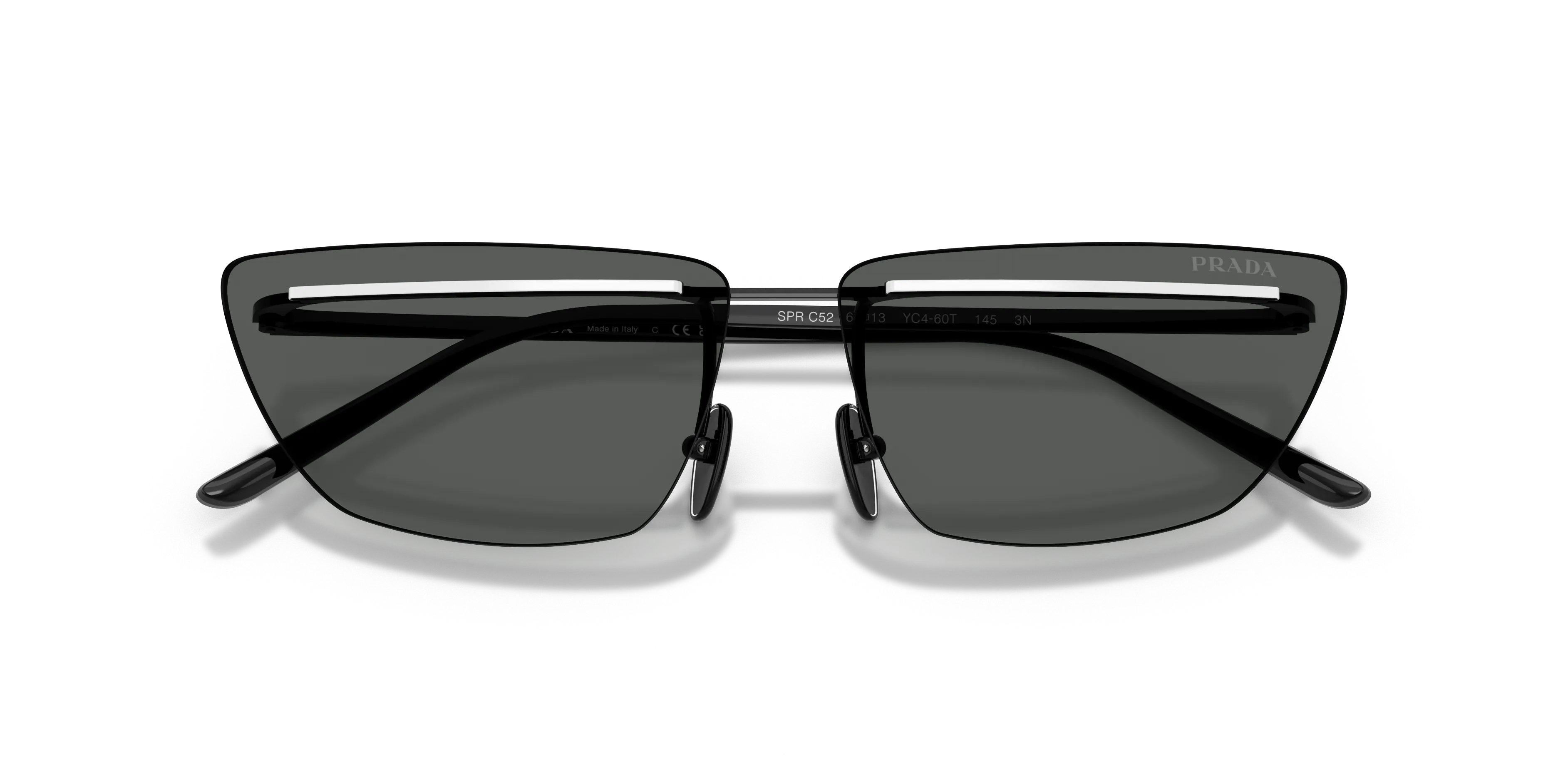 Prada PR C52S YC460T Occhiali da sole Metallo Nero Grigio Farfalla Normale - immagine 2
