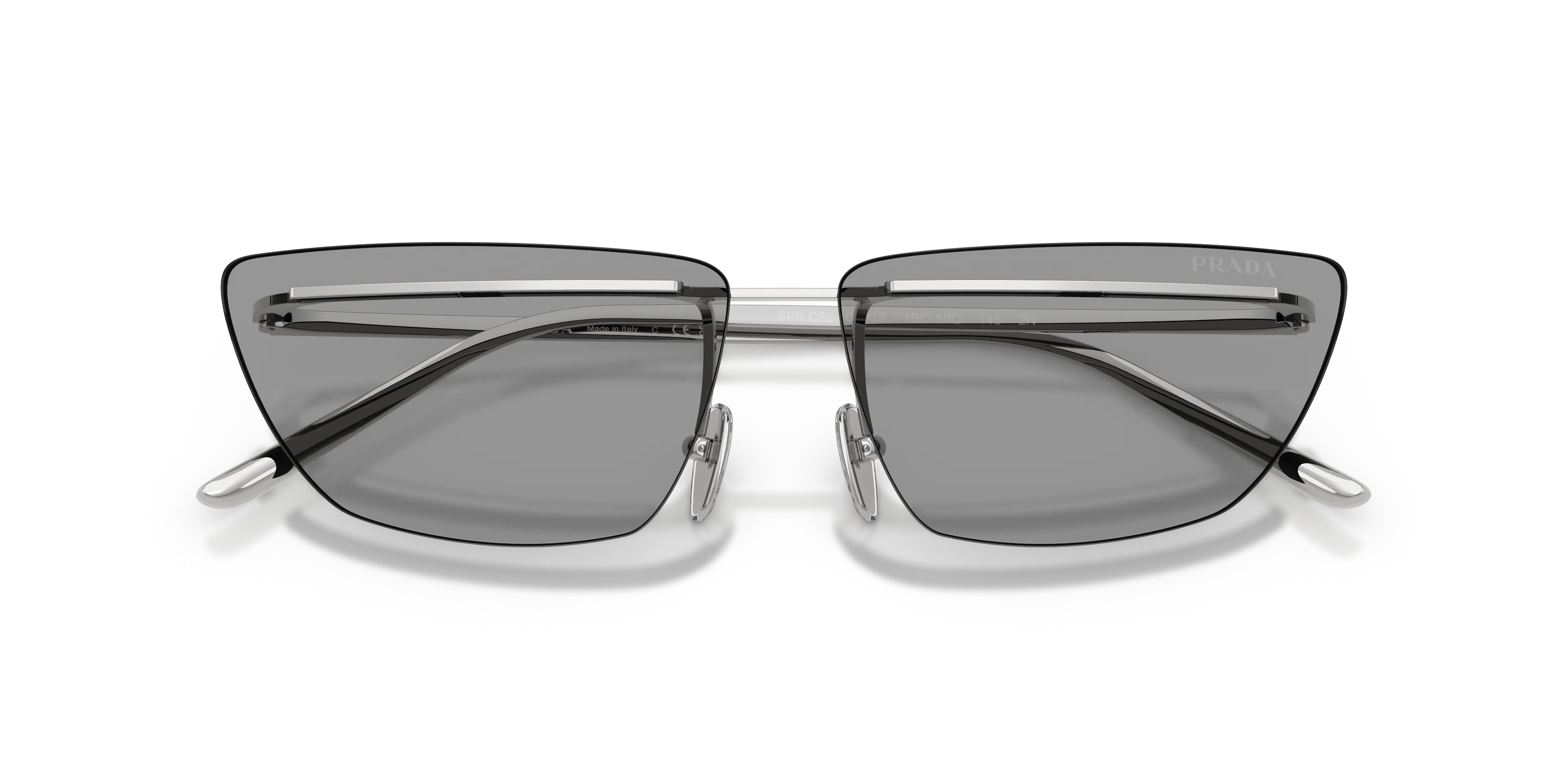 Prada PR C52S 1BC50Q Occhiali da sole Metallo Argento Grigio Farfalla Normale - immagine 2